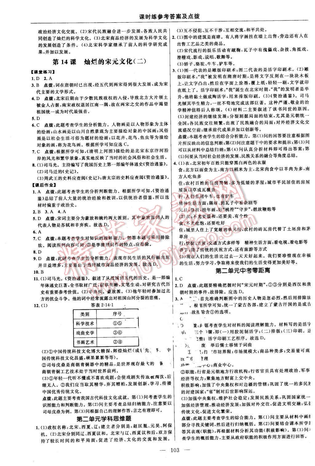 2016年点拨训练七年级历史下册人教版 第9页