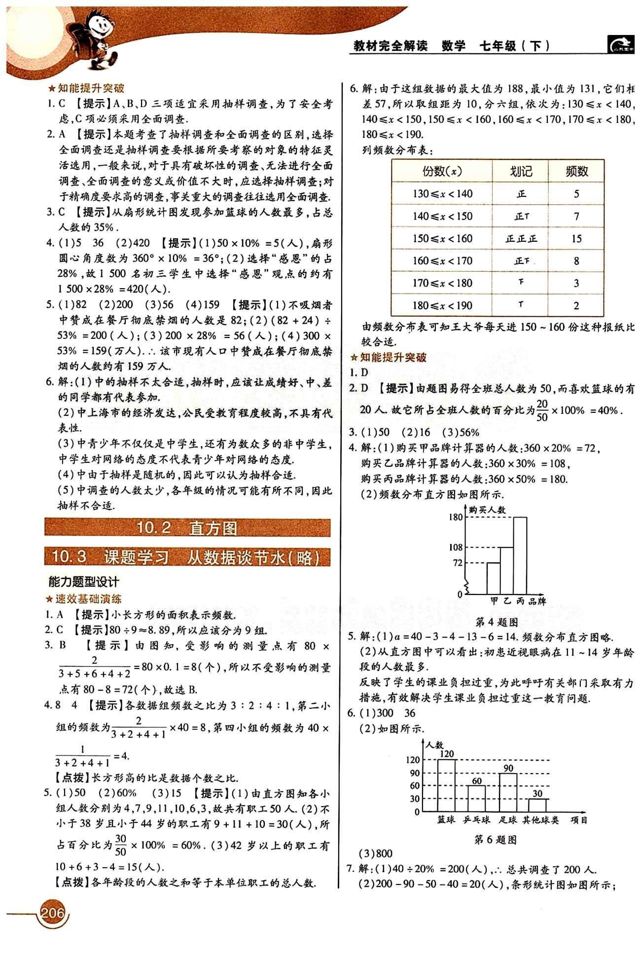 教材完全解讀 王后雄學(xué)案七年級(jí)下數(shù)學(xué)中國(guó)青年出版社 第十章　數(shù)據(jù)的收集、整理與描述 [2]