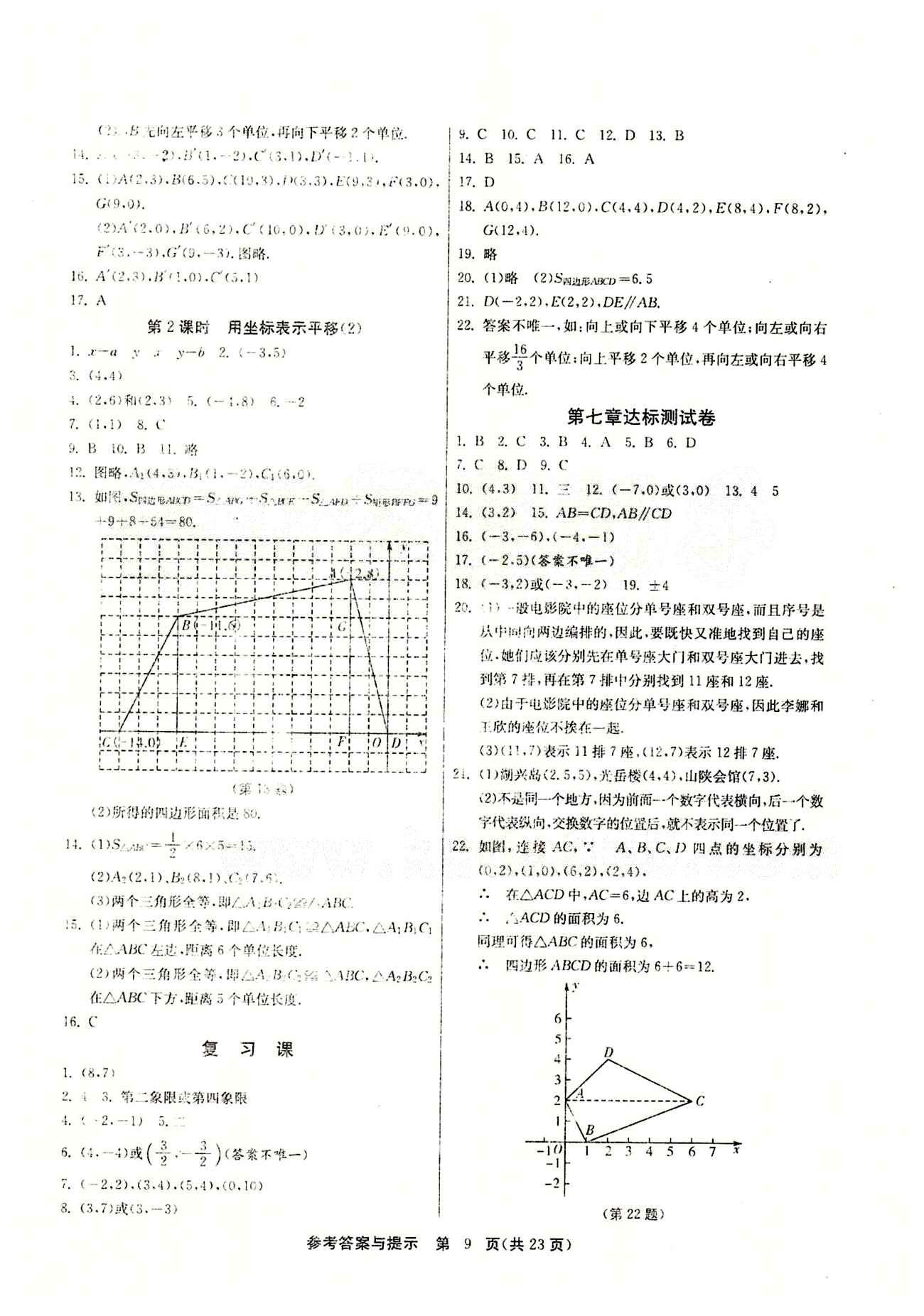 2015春 課時(shí)訓(xùn)練 課時(shí)作業(yè)+單元試卷七年級(jí)下數(shù)學(xué)江蘇人民出版社 第七章　平面直角坐標(biāo)系 [3]