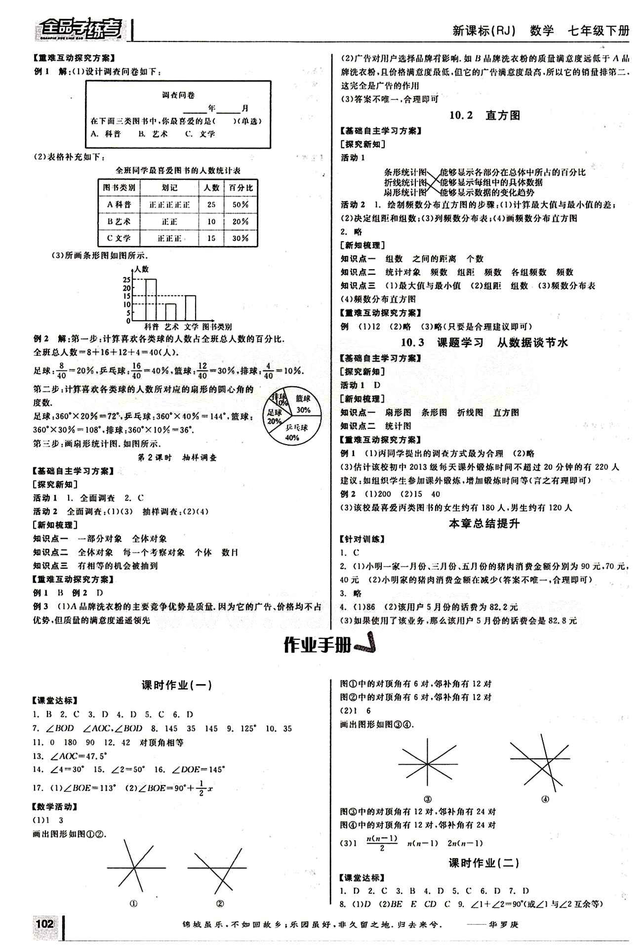 2015年全品學(xué)練考七年級(jí)數(shù)學(xué)下冊(cè)人教版 第十章　數(shù)據(jù)的收集、整理與描述 [2]