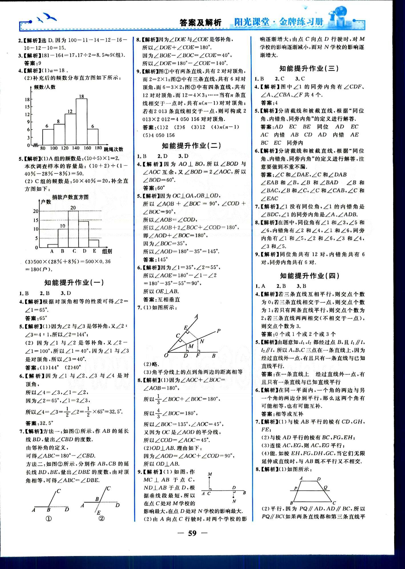 阳光课堂金牌练习册七年级下数学人民教育出版社 知能提升作业 [1]