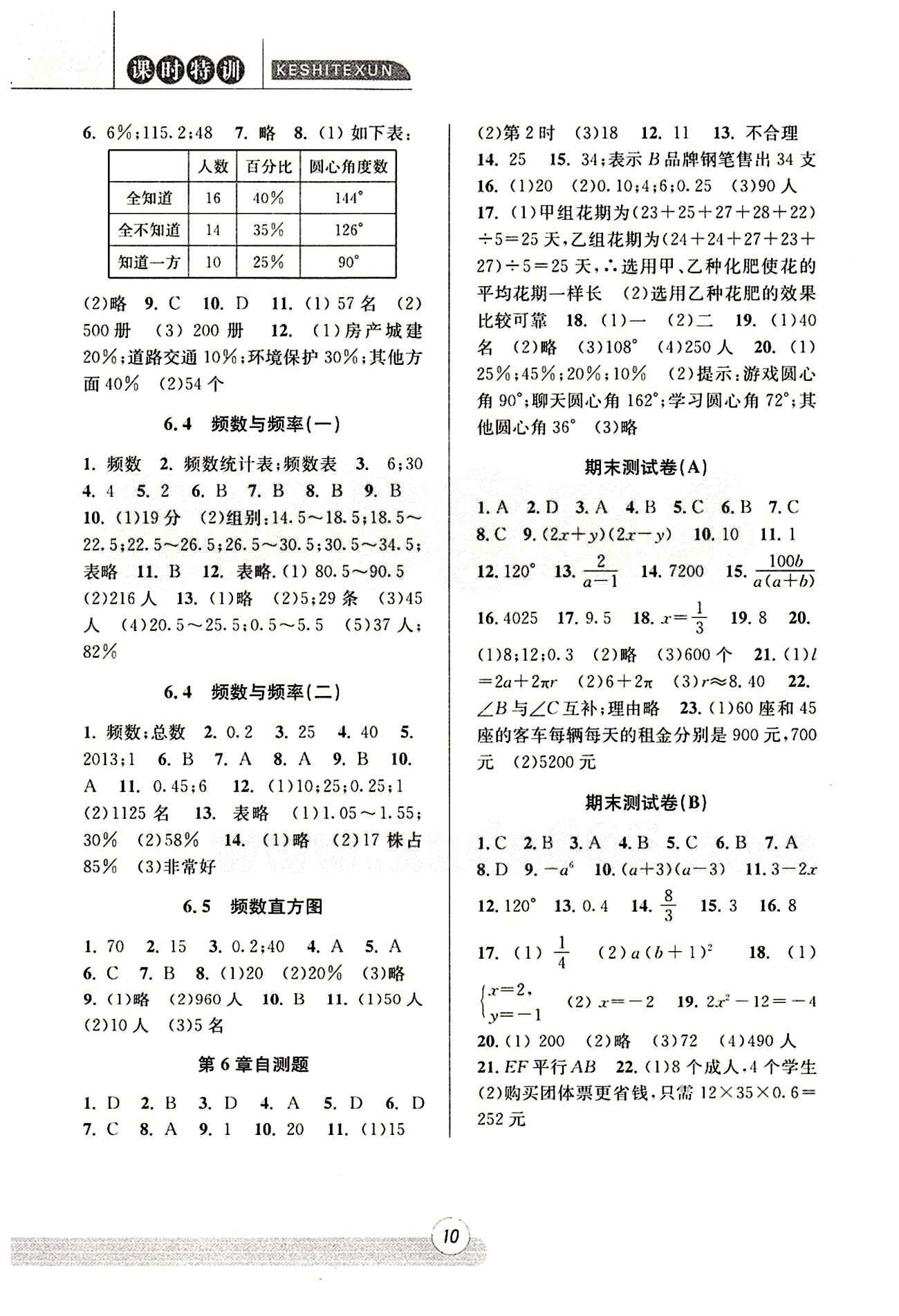 課時(shí)特訓(xùn) 浙江新課程三維目標(biāo)測(cè)評(píng) 同步練習(xí) 課時(shí)作業(yè)七年級(jí)下數(shù)學(xué)浙江少年兒童出版社 第六章 數(shù)據(jù)與統(tǒng)計(jì)圖表 [2]