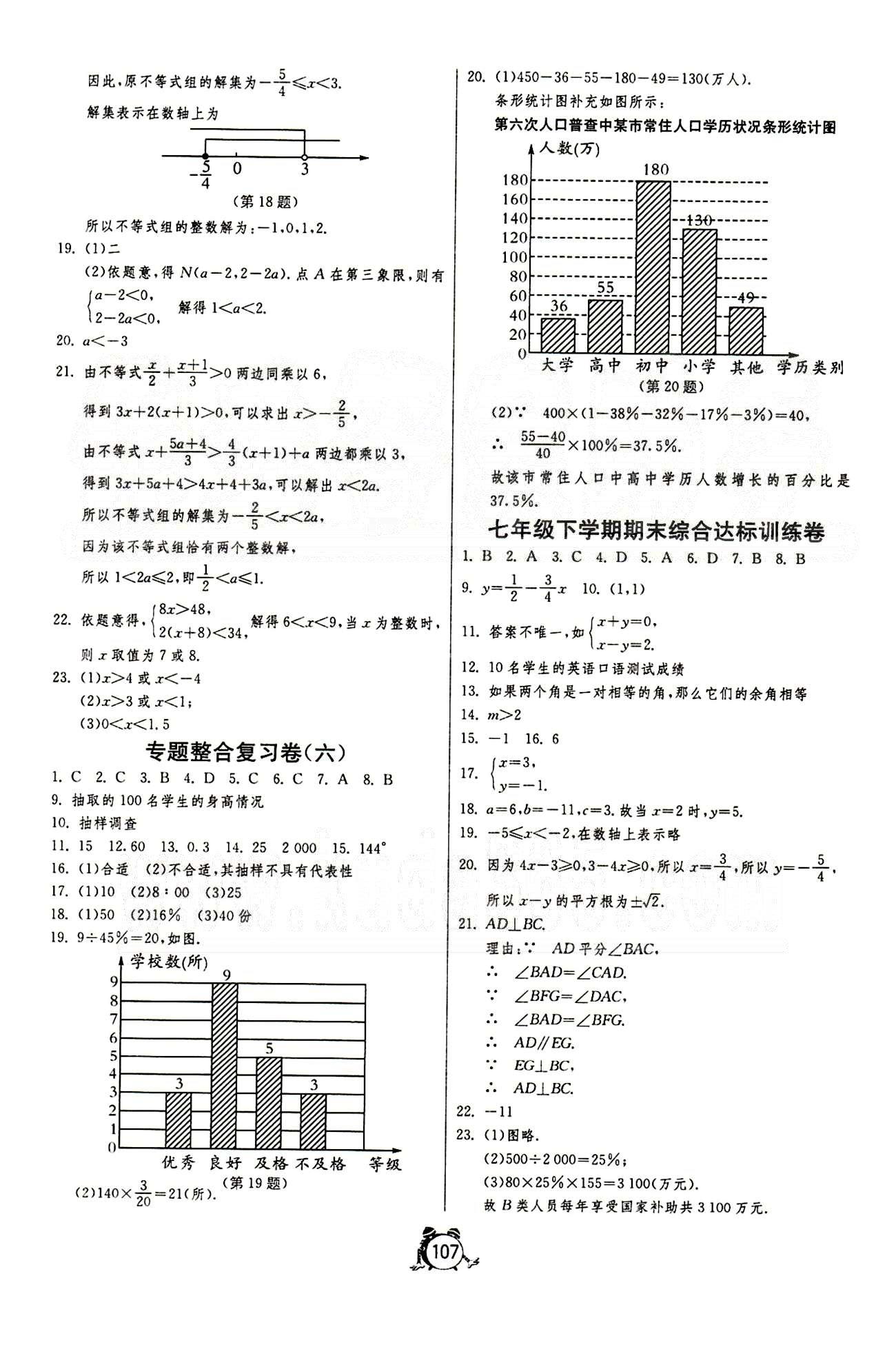 單元雙測全程提優(yōu)測評卷七年級下數學江蘇人民出版社 專題整合復習卷 [3]