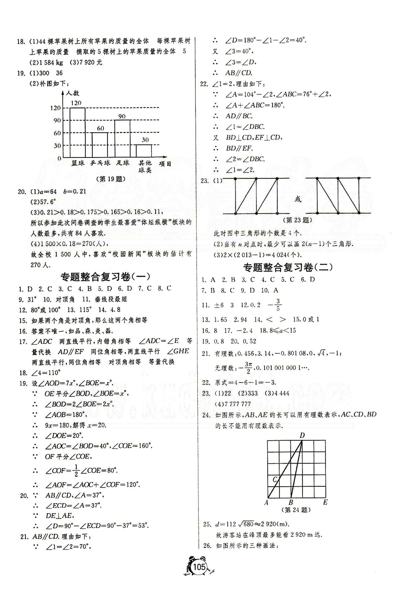 單元雙測全程提優(yōu)測評卷七年級下數學江蘇人民出版社 第八章-第十章 [5]