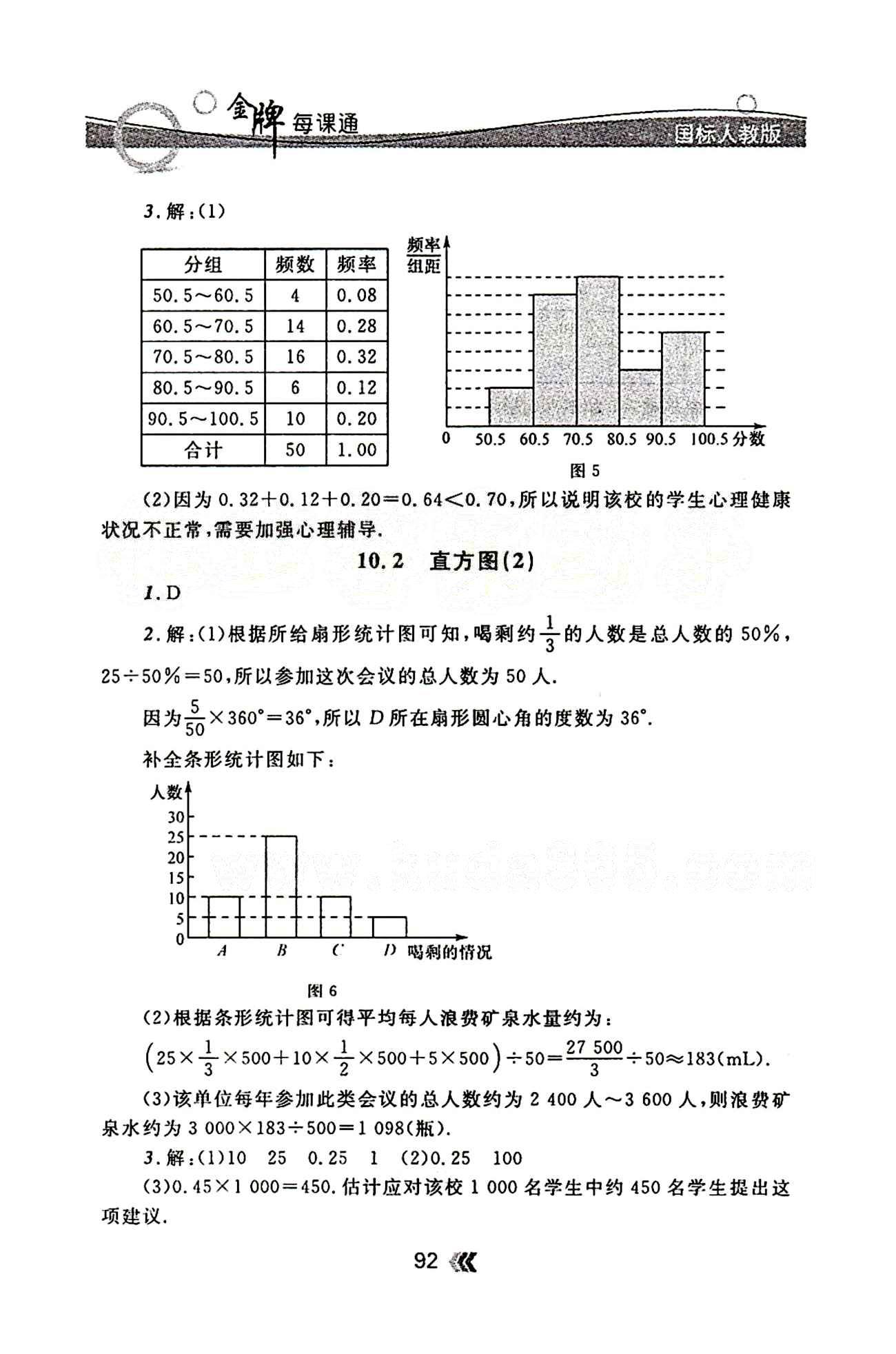 金牌每課通七年級下數(shù)學(xué)安徽科技技術(shù)出版社 第十章　數(shù)據(jù)的收集、整理與描述 [3]