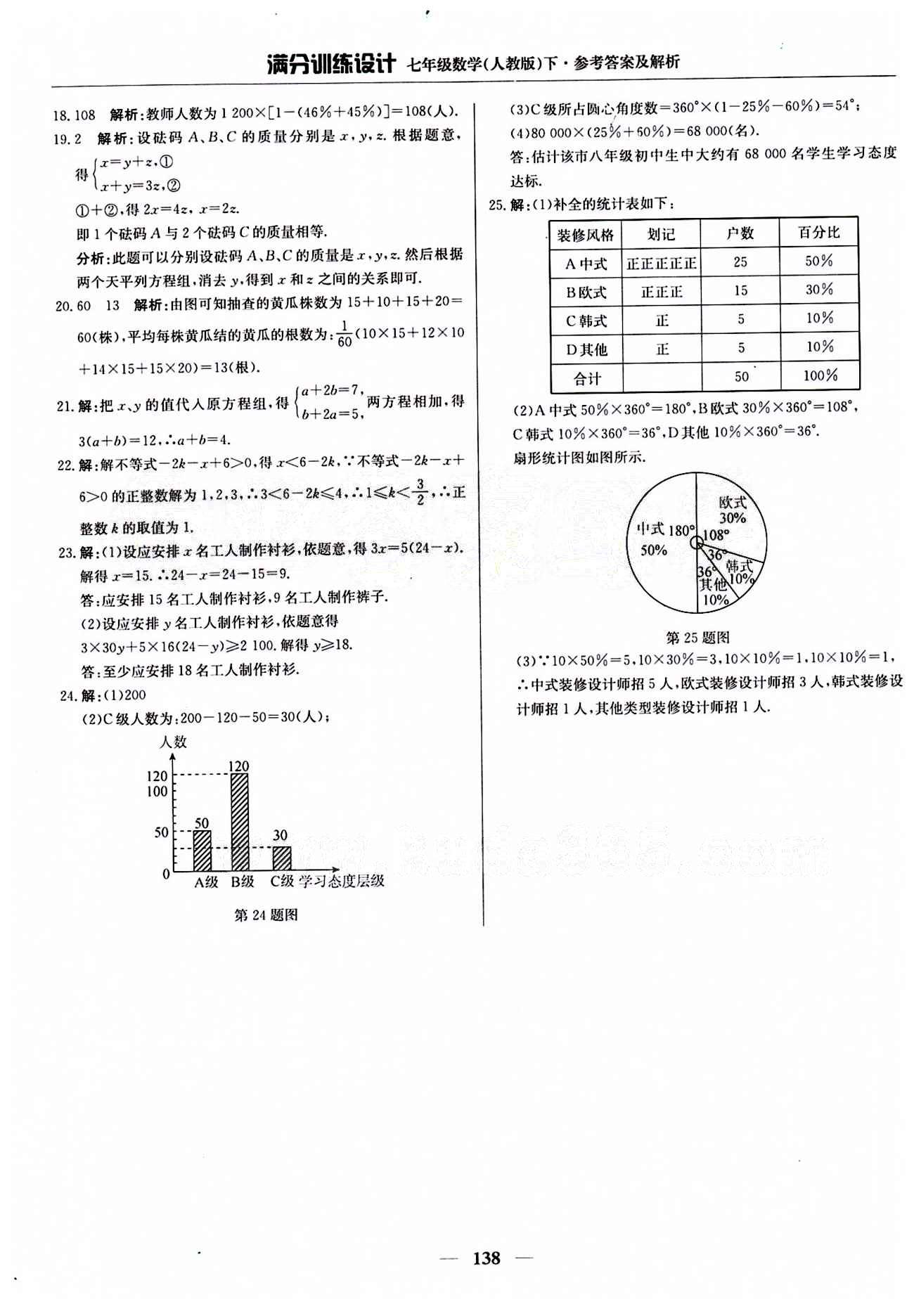 滿分訓(xùn)練設(shè)計(jì)七年級下數(shù)學(xué)北京教育出版社 期末測試 [2]