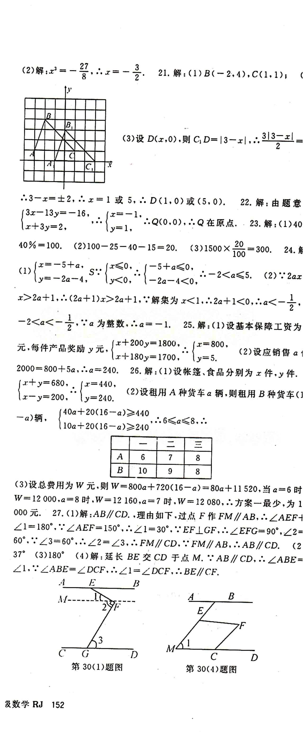 2015 名師大課堂七年級下數學吉林教育出版社 測試卷 [6]