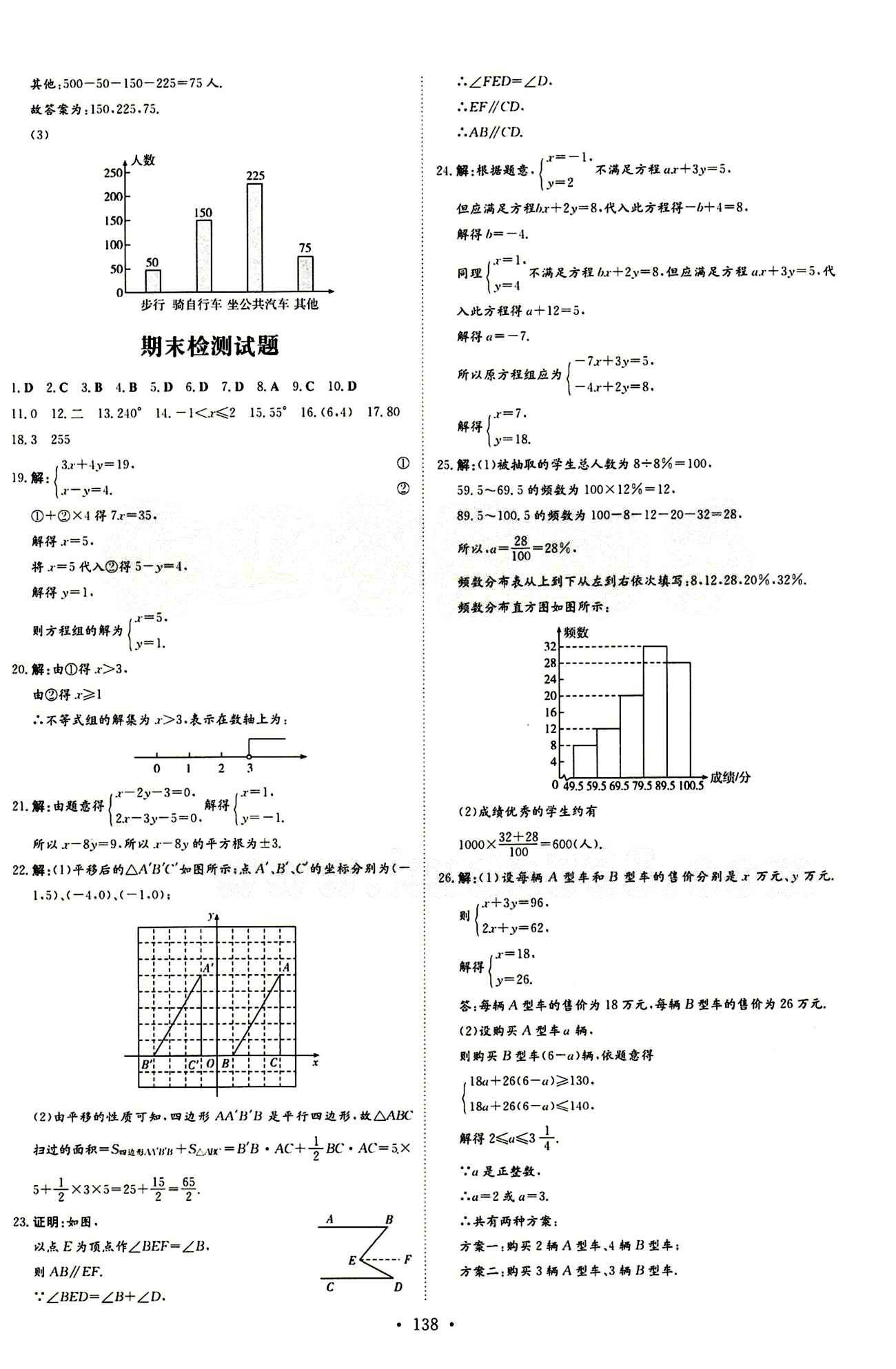 2015 初中同步學(xué)習(xí) 導(dǎo)與練 導(dǎo)學(xué)探究案七年級(jí)下數(shù)學(xué)四川大學(xué)出版社 檢測(cè)試卷答案 [6]