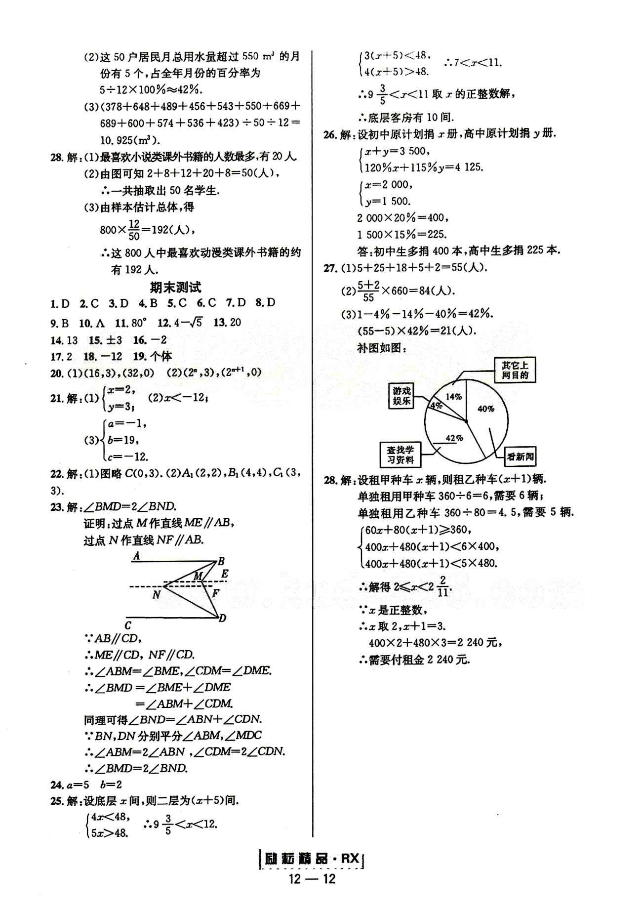 2015勵耘書業(yè)勵耘活頁周周練七年級下數(shù)學延邊人民出版社 第十章　數(shù)據(jù)的收集、整理與描述 期末測試 [3]