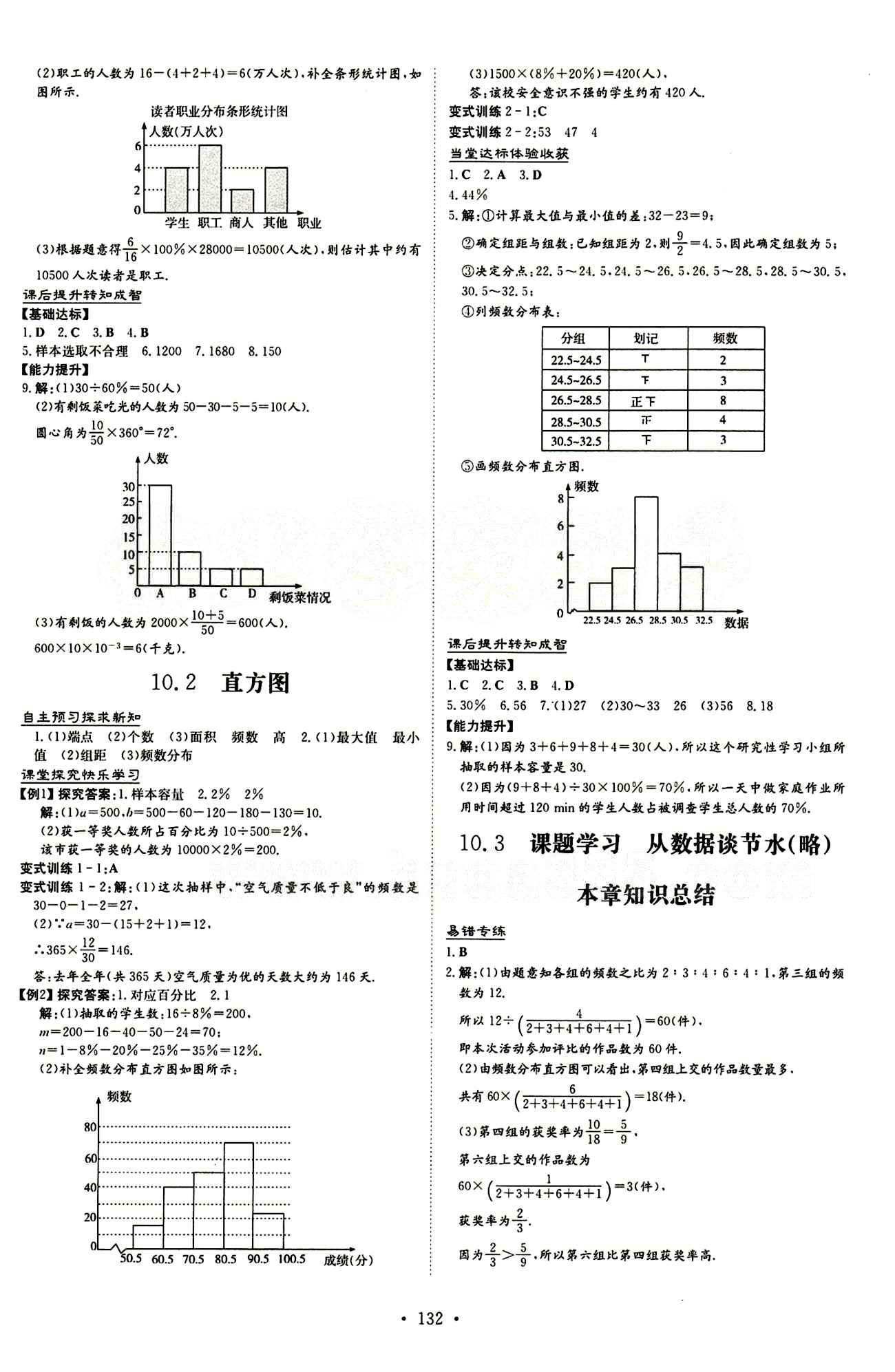 2015 初中同步學習 導與練 導學探究案七年級下數(shù)學四川大學出版社 第十章　數(shù)據(jù)的收集、整理與描述 [2]