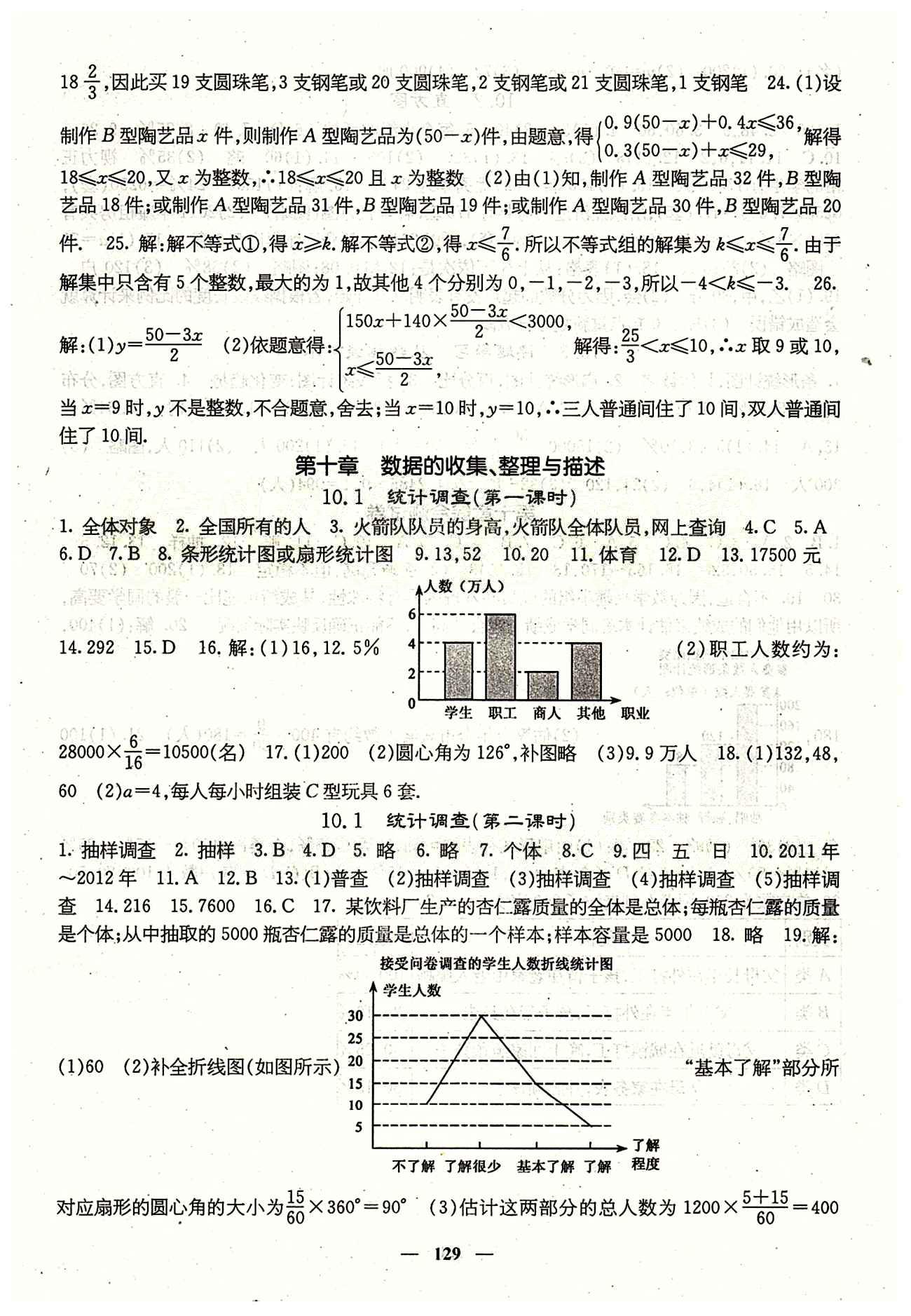 課堂點(diǎn)睛 7年級(jí)下數(shù)學(xué) 人教版七年級(jí)同步訓(xùn)練含試卷及·答案七年級(jí)下希望出版社 第十章　數(shù)據(jù)的收集、整理與描述 [1]