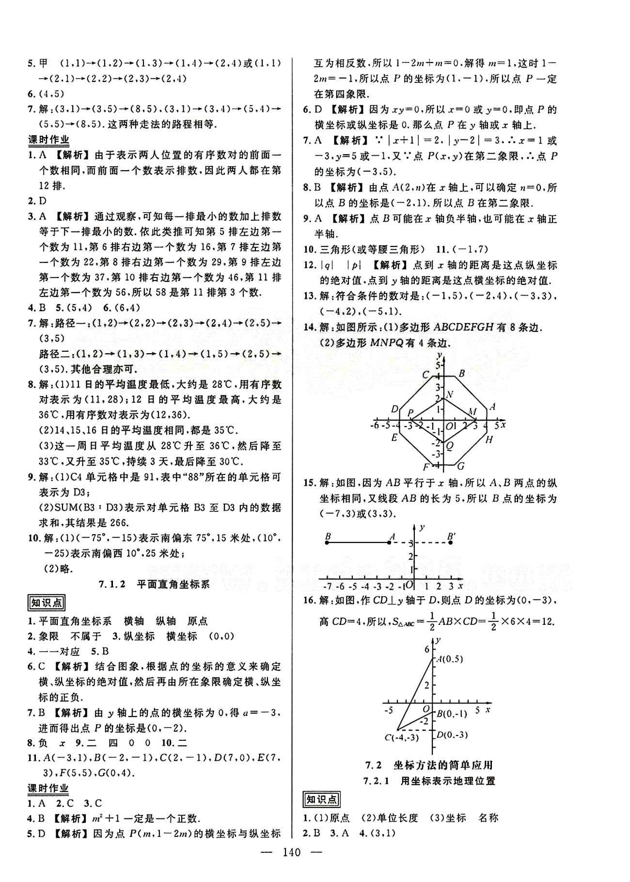 2015創(chuàng)優(yōu)作業(yè) 導(dǎo)學(xué)練七年級(jí)下數(shù)學(xué)新疆人民出版社 第七章　平面直角坐標(biāo)系 [2]