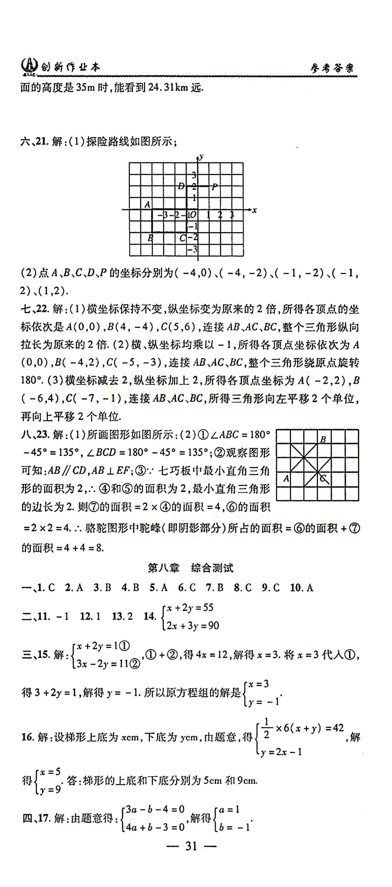 2015年创新课堂创新作业本七年级下数学人教版 综合测试 [5]