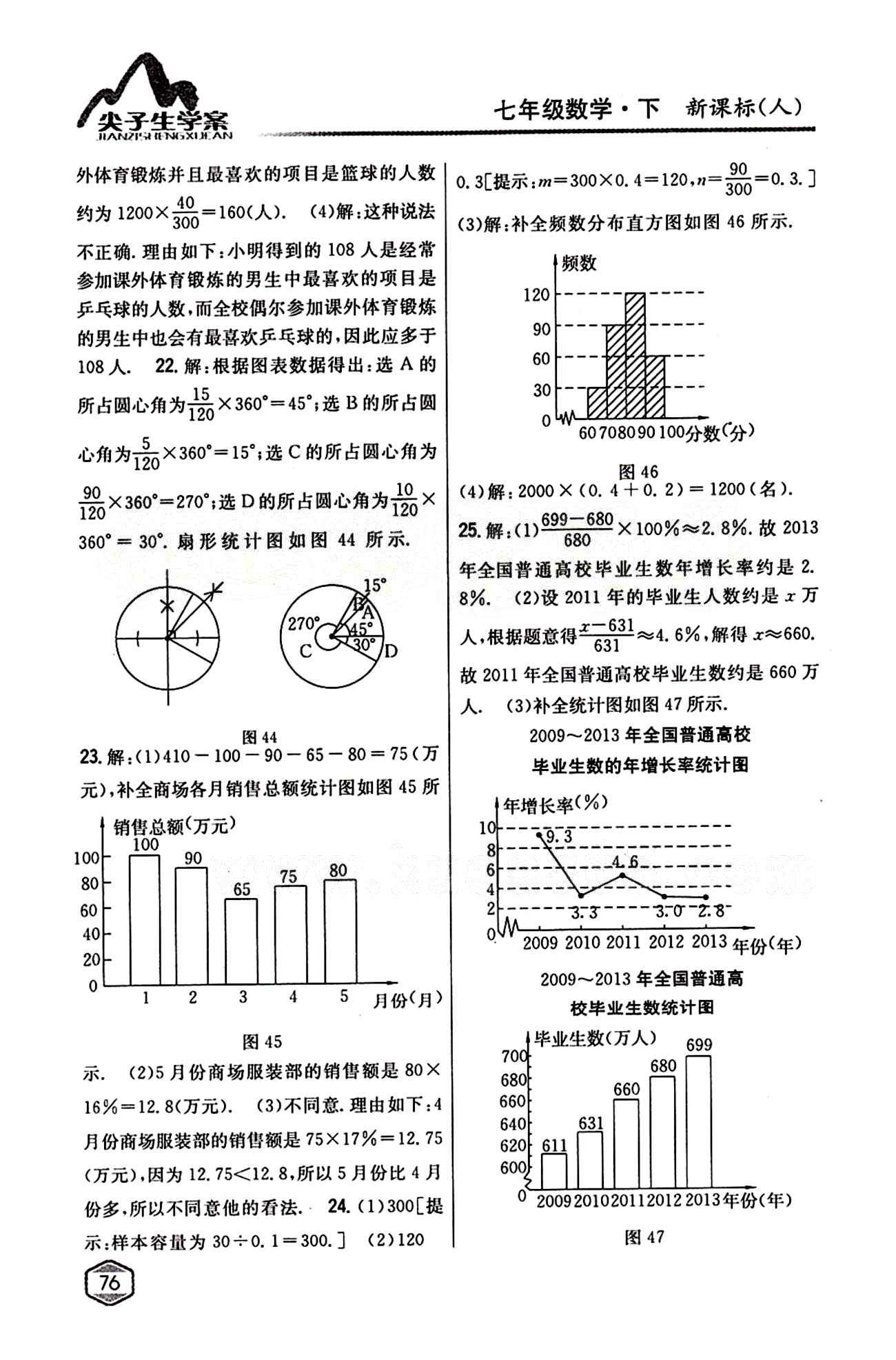 2015年尖子生学案七年级数学下册人教版 第十章　数据的收集、整理与描述 [6]