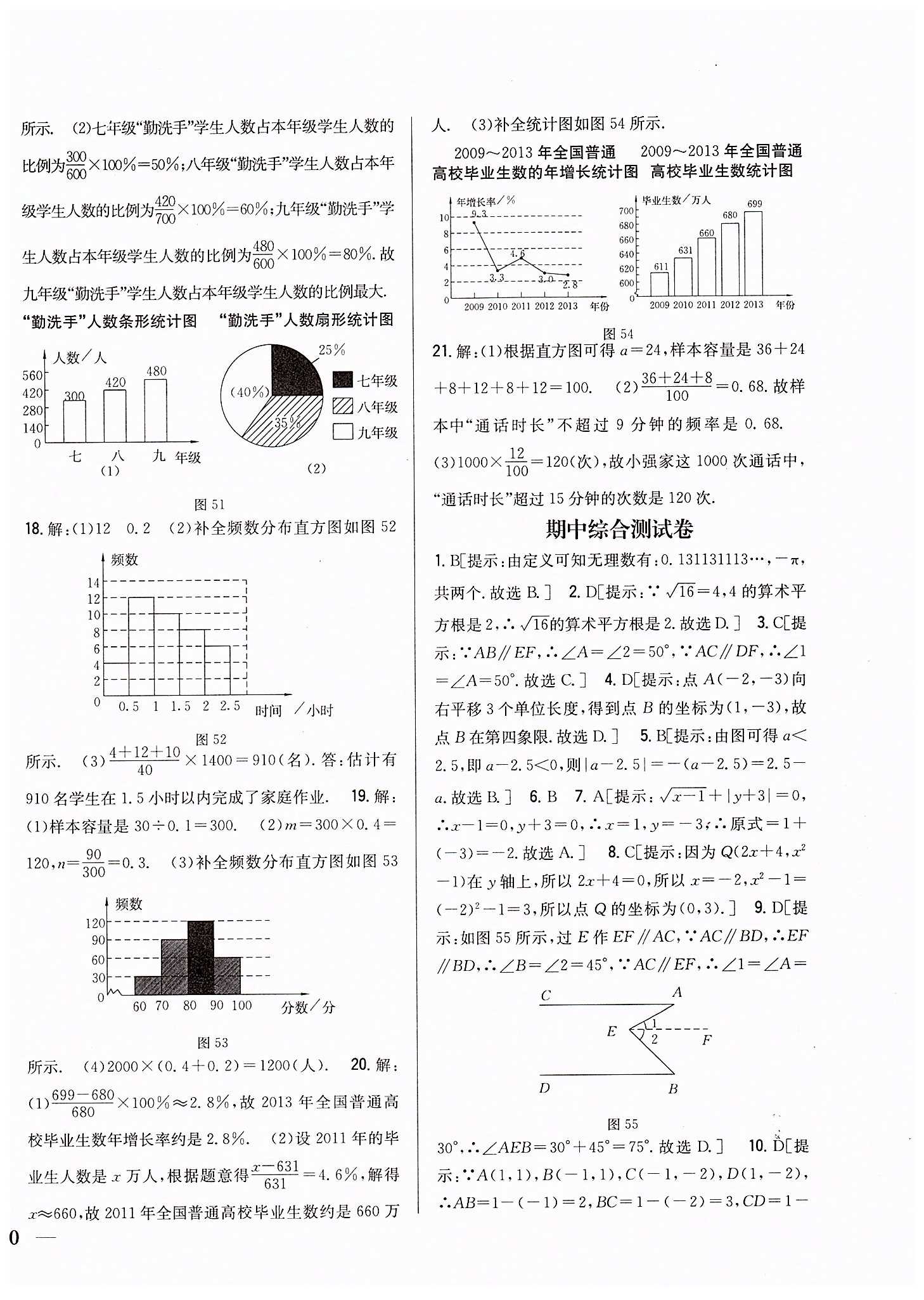 全科王 同步课时练习七年级下数学吉林人民出版社 达标测试卷 [7]