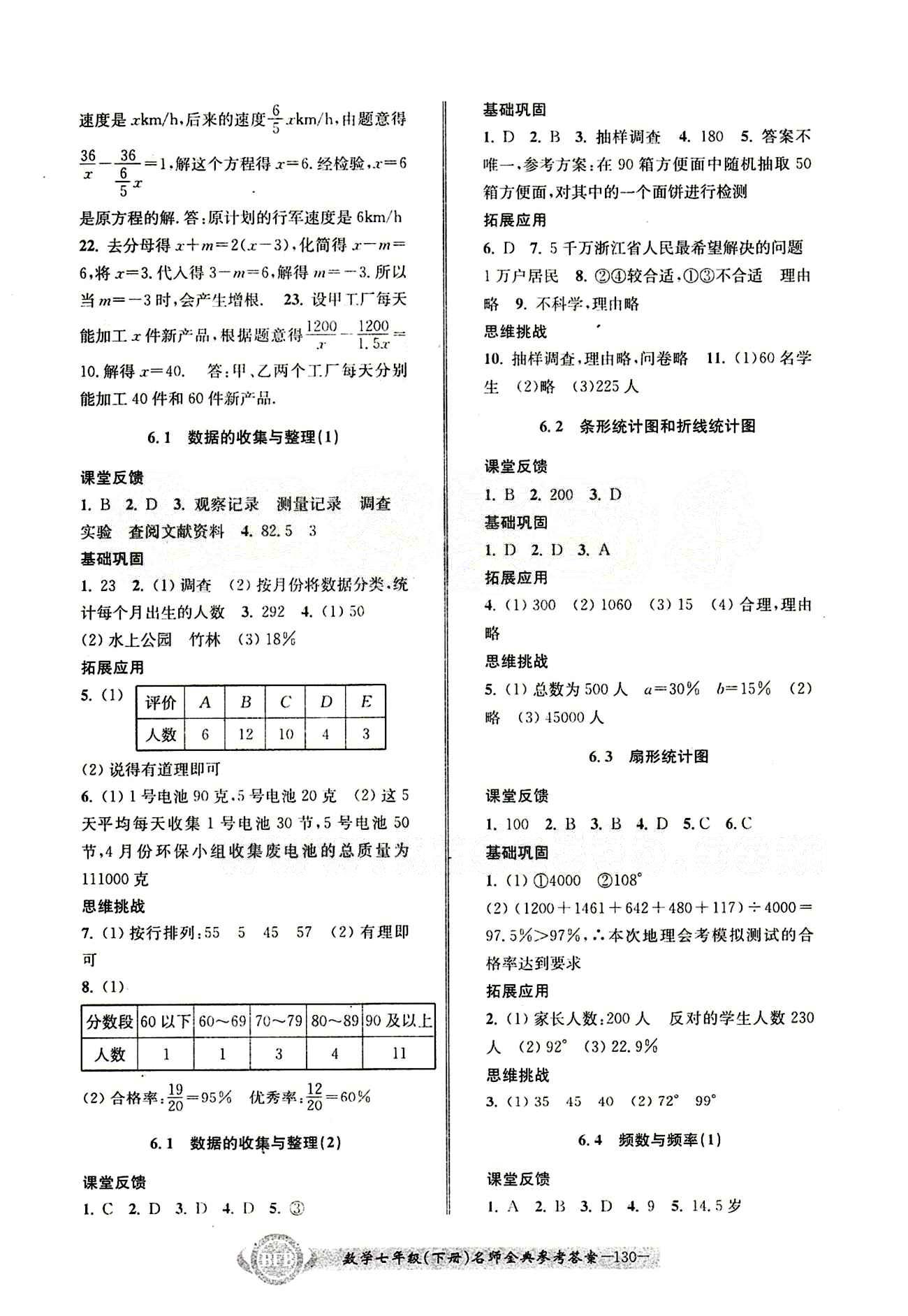 2015名師金典 浙教版七年級下數(shù)學(xué)云南科技出版社 第六章 [1]