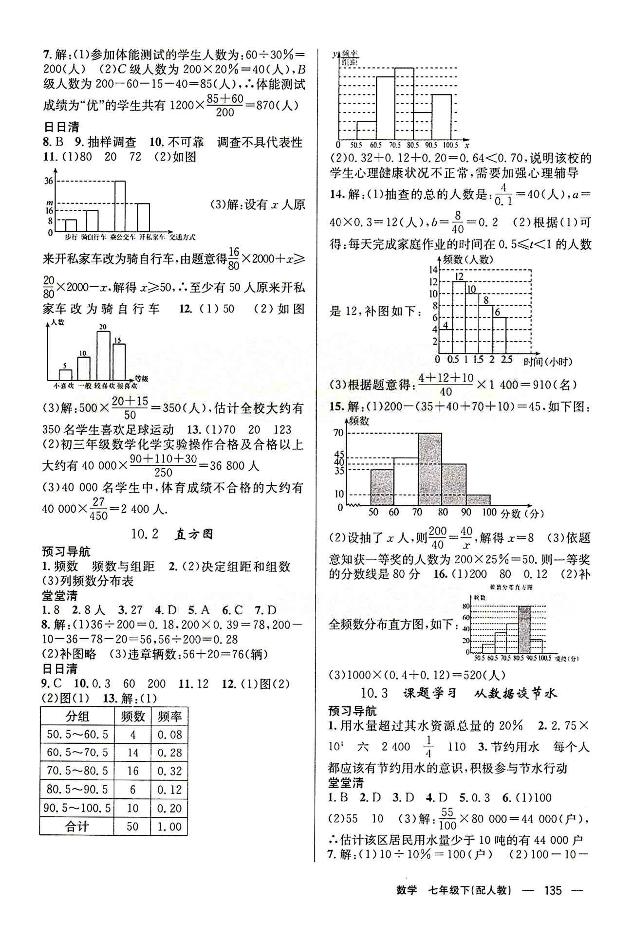 2015年四清導(dǎo)航七年級(jí)數(shù)學(xué)下冊(cè)人教版 第十章　數(shù)據(jù)的收集、整理與描述 [2]