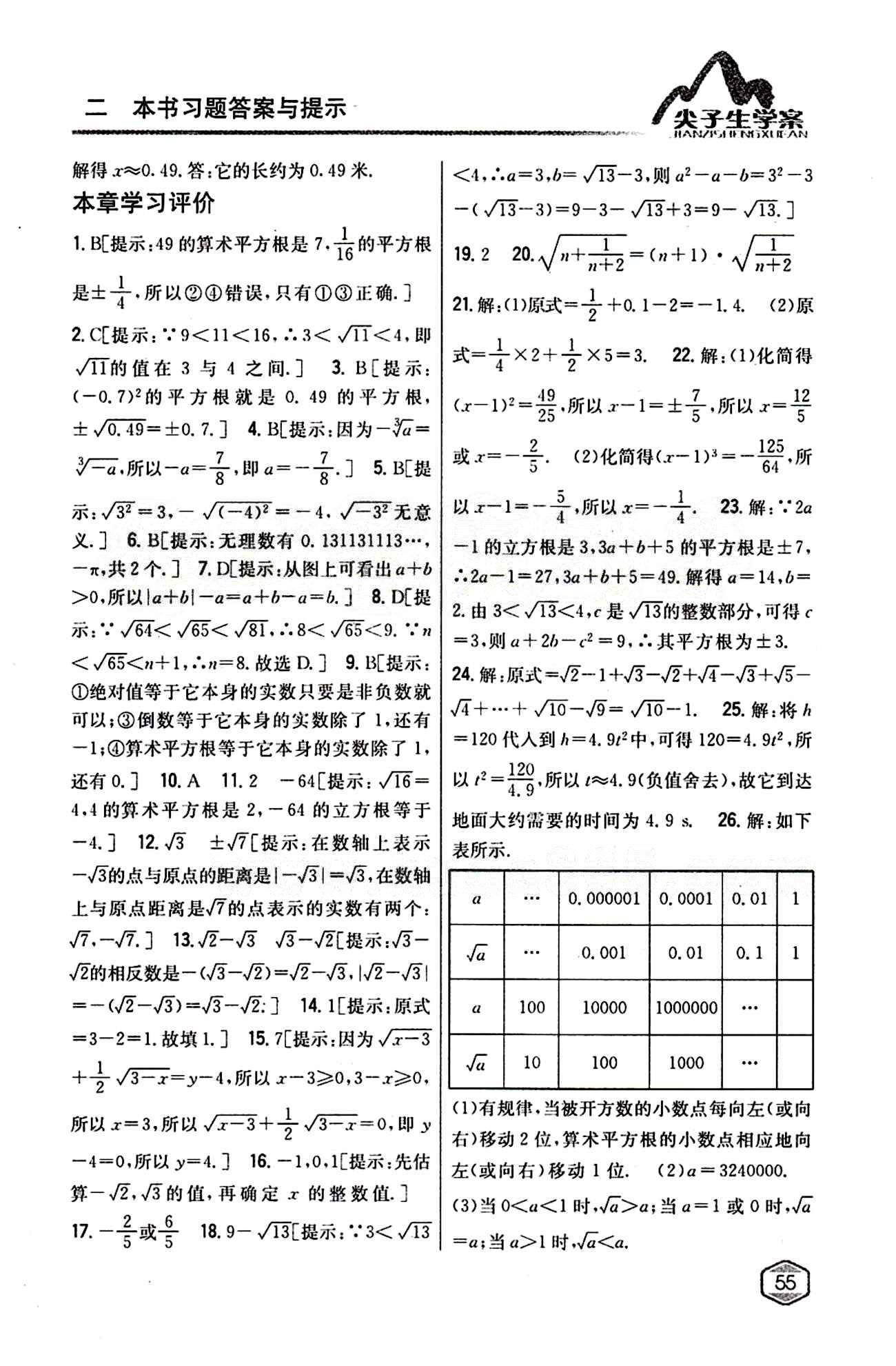 2015年尖子生学案七年级数学下册人教版 第六章　实数 [4]