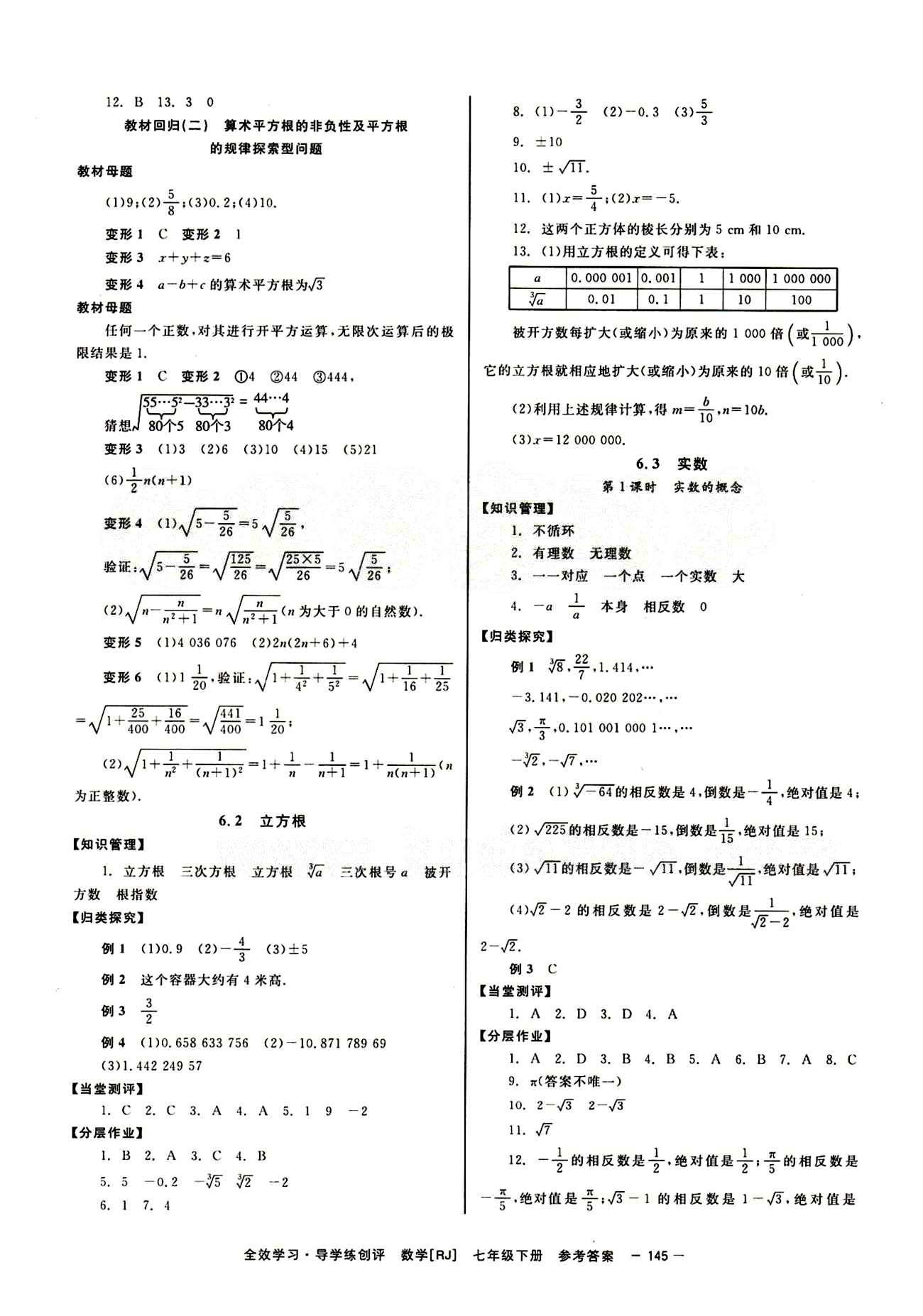 2015 全效學(xué)習(xí) 提升版 導(dǎo)學(xué)練創(chuàng)評七年級下數(shù)學(xué)安徽教育出版社 第六章　實數(shù) [2]