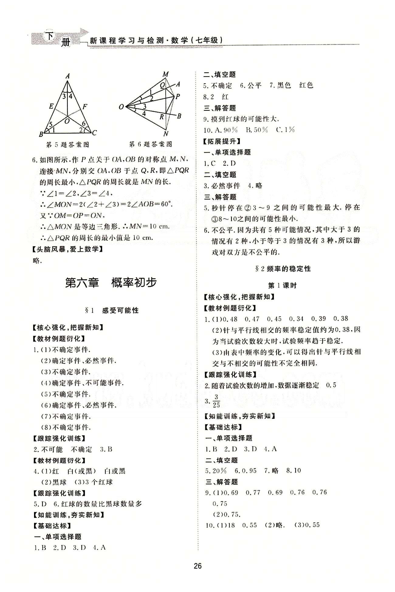 新課程學(xué)習(xí)與檢測 數(shù)學(xué) 七年級下冊 北師大版濟(jì)南出版社 生活中的軸對稱 [5]