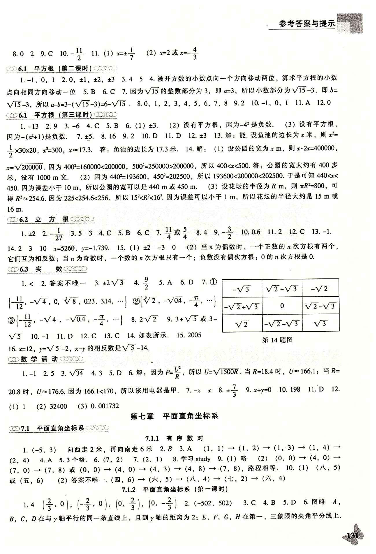 课本最新版 新课程 能力培养七年级下数学辽海出版社 参考答案 [3]