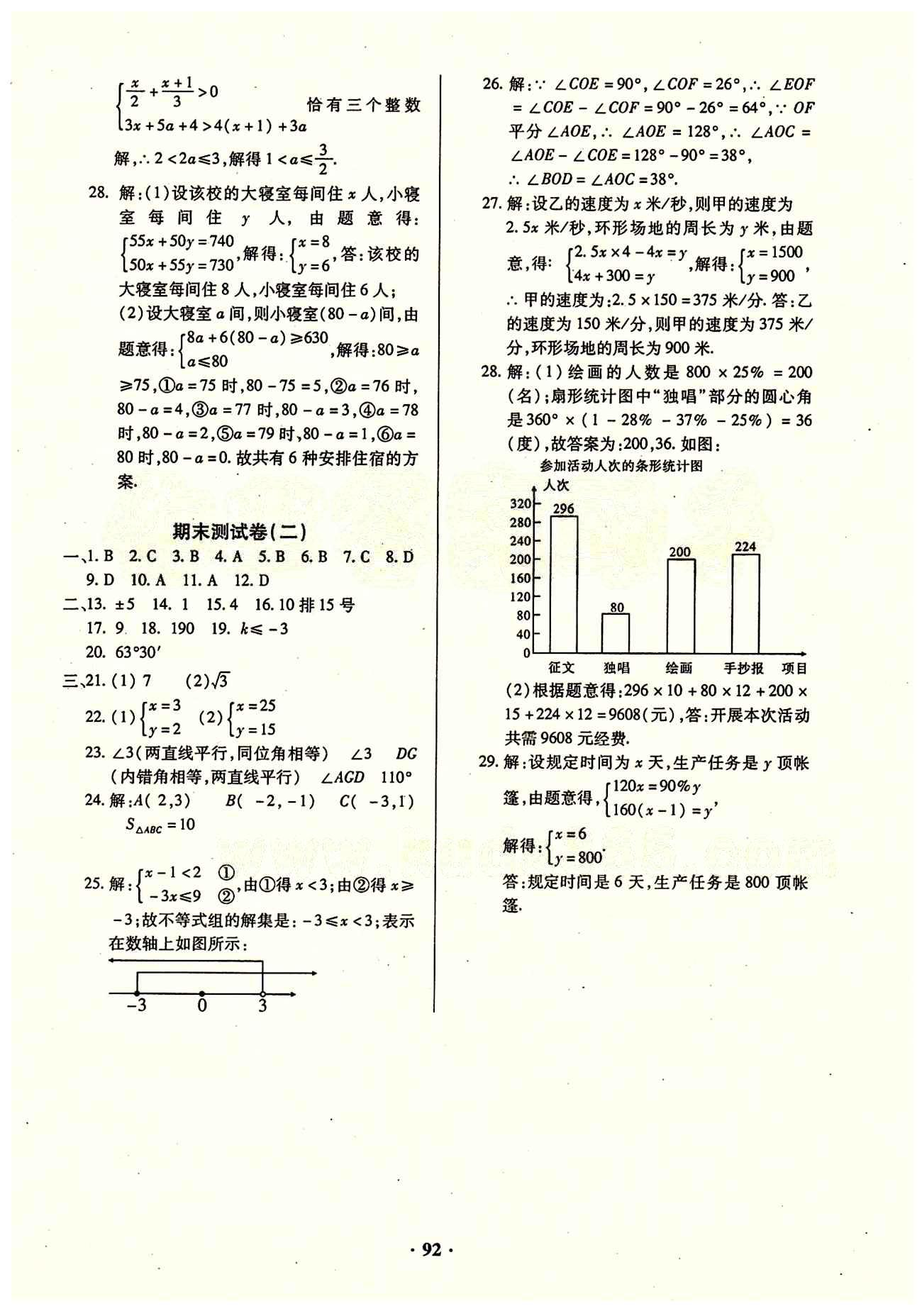 2015年优化夺标单元测试卷七年级数学下册人教版 参考答案 [8]