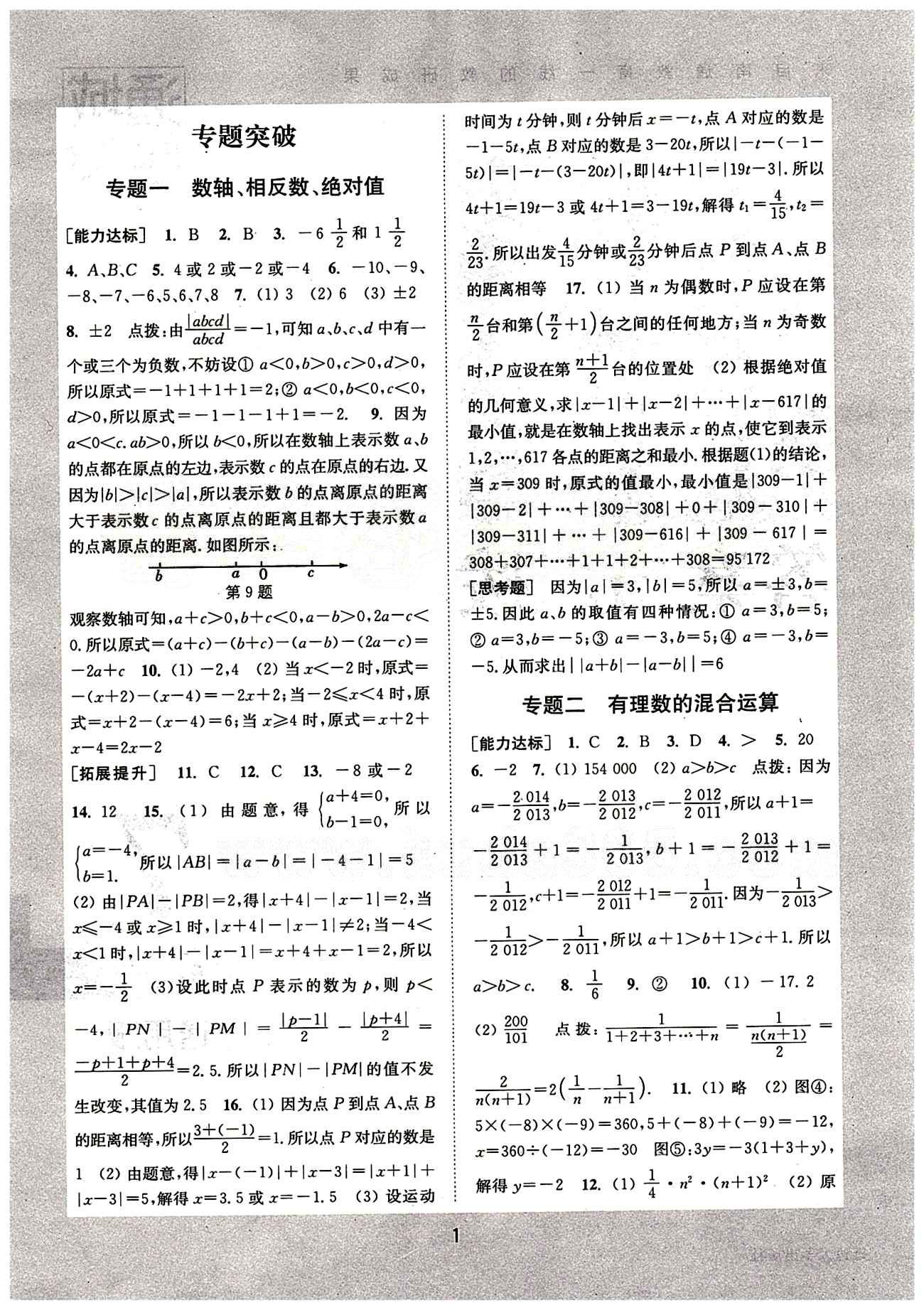 通城學典 初中培優(yōu)輔導七年級下數(shù)學延邊大學出版社 專題突破 [1]