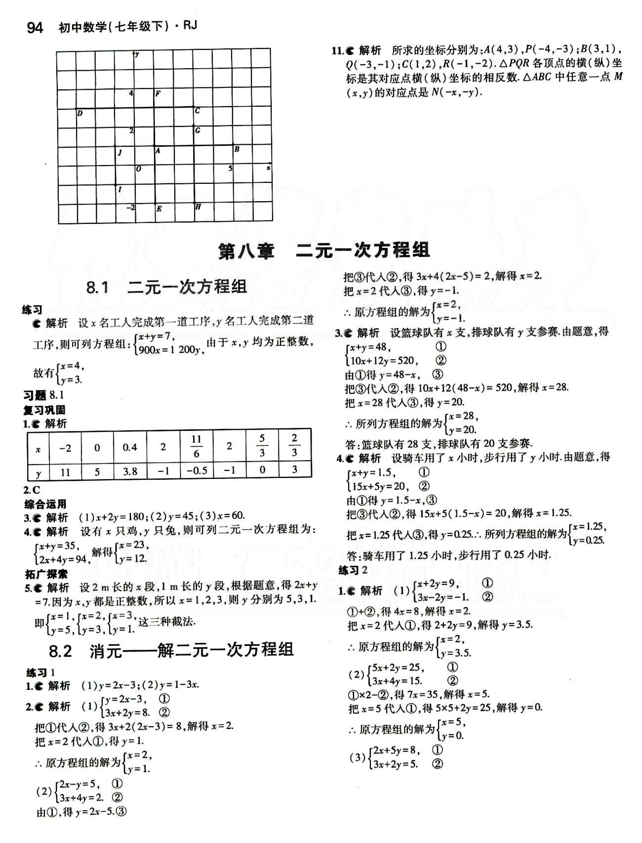 課本 教材七年級下數(shù)學人民教育出版社 第七章　平面直角坐標系 [4]