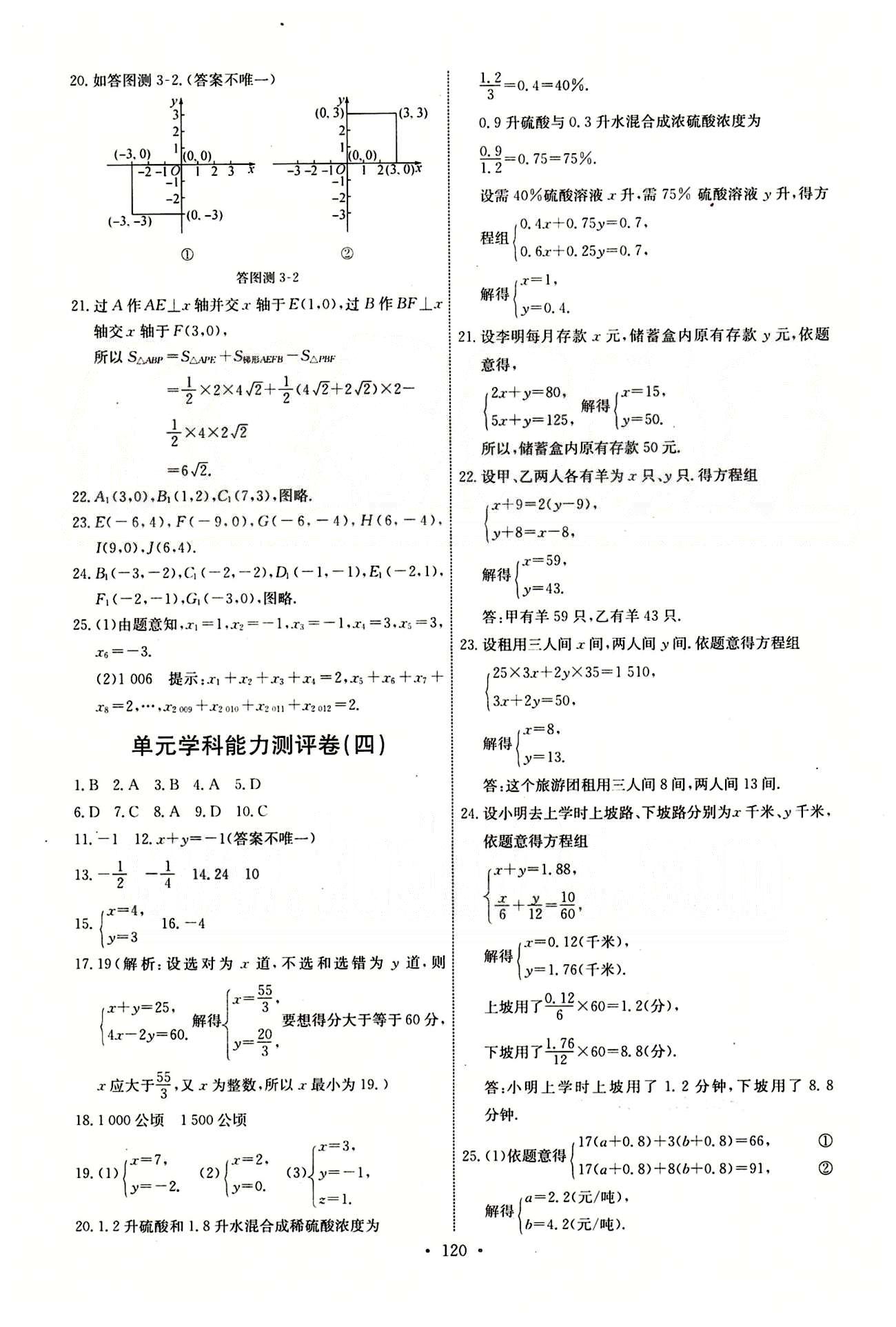 2015年能力培養(yǎng)與測(cè)試七年級(jí)數(shù)學(xué)下冊(cè)人教版 單元學(xué)科能力測(cè)評(píng)卷 [2]