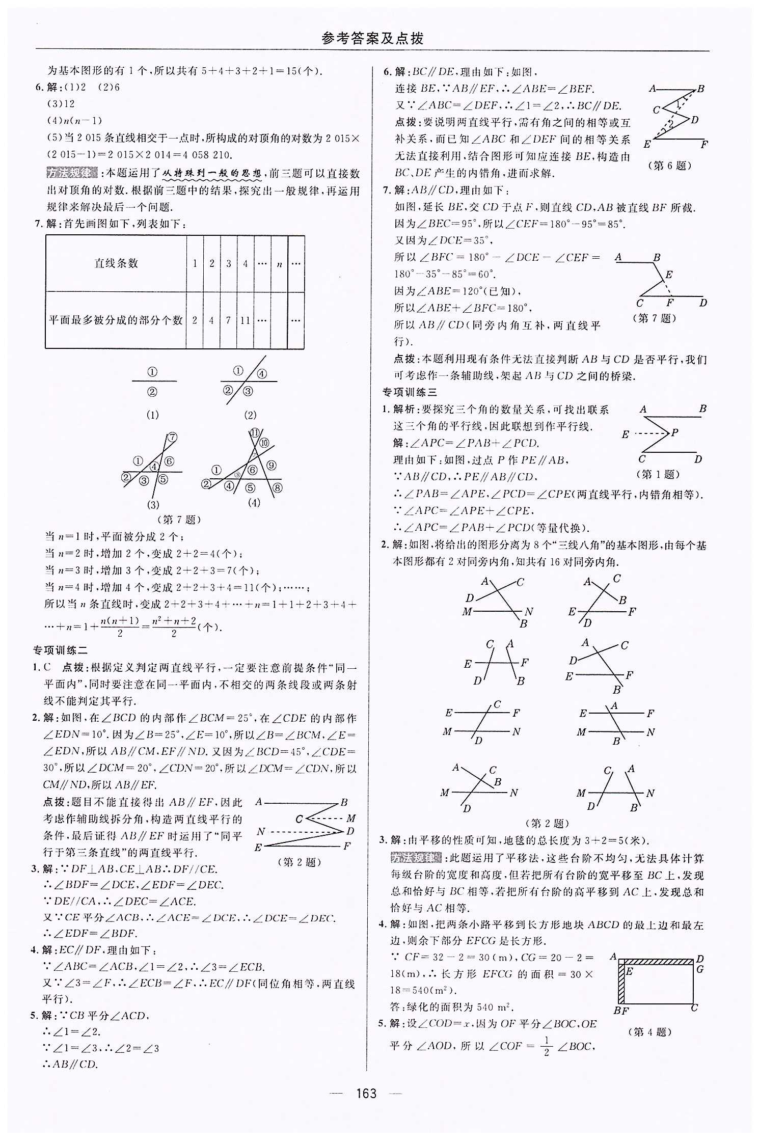 典中點(diǎn)-綜合應(yīng)用創(chuàng)新題-榮德基初中系列七年級(jí)下數(shù)學(xué)龍門書局 第五章　相交線與平行線 [9]