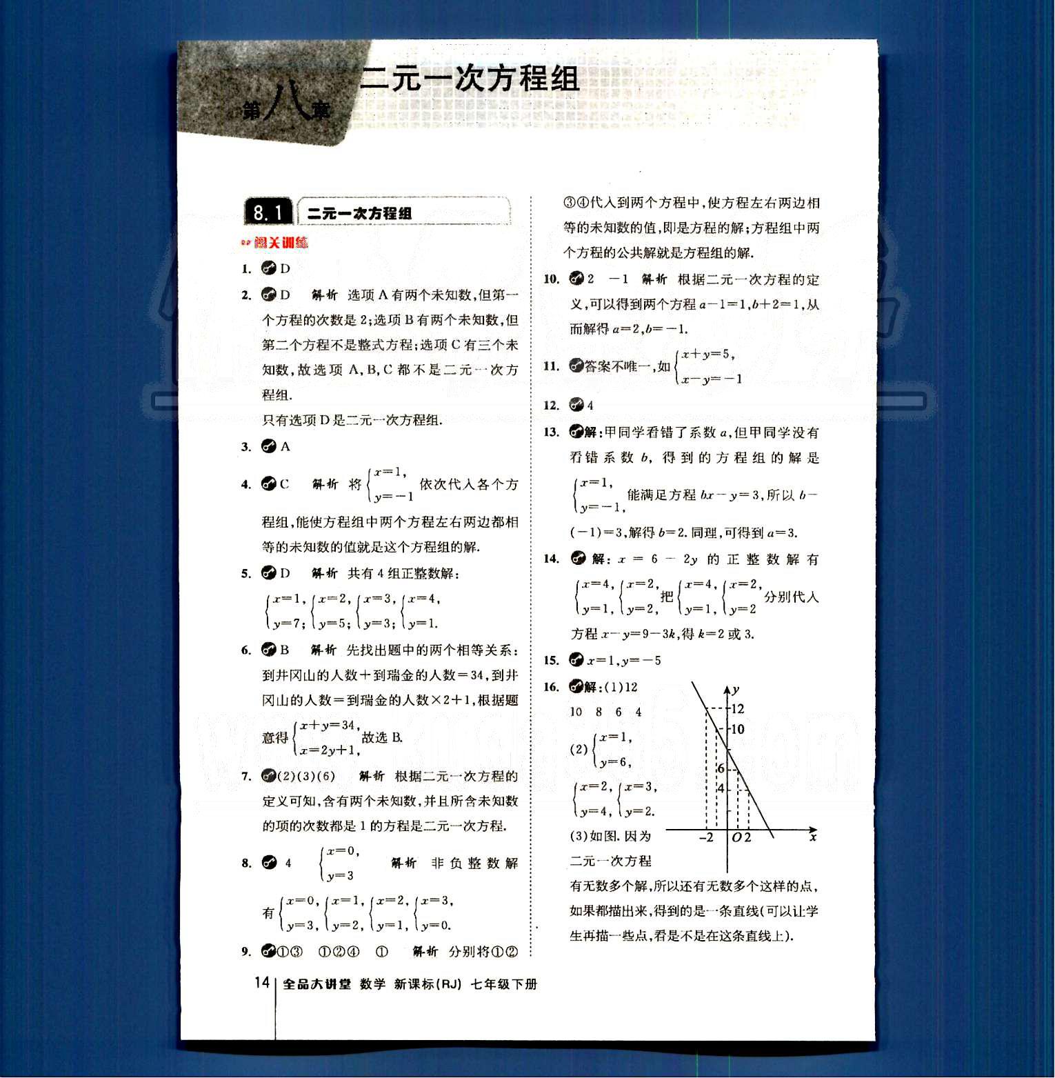 2015全品大講堂教材新解七年級數(shù)學(xué)下冊人教版 第八章　二元一次方程組 [1]