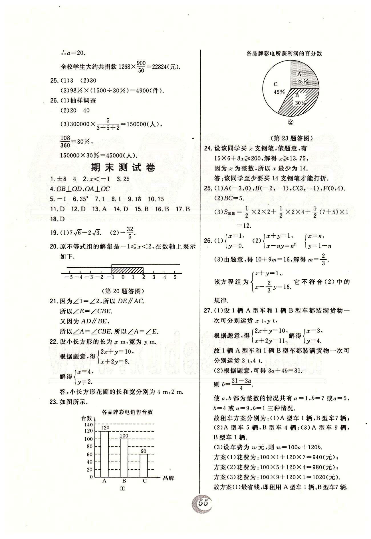 2015年北大绿卡课时同步讲练七年级数学下册人教版 综合测试卷 [4]