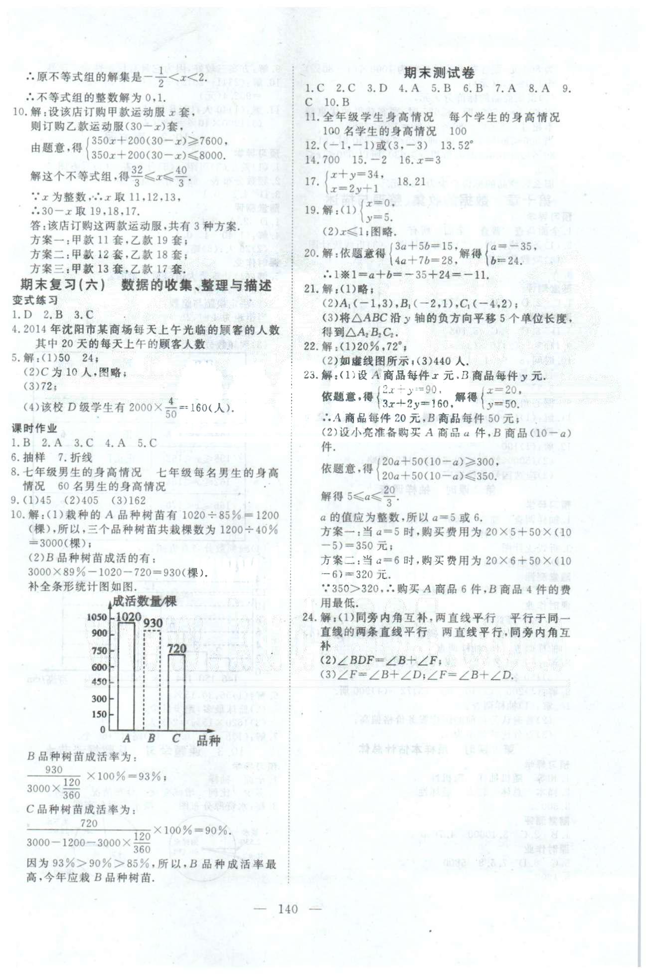 351高效課堂導(dǎo)學(xué)案七年級(jí)下數(shù)學(xué)湖北科學(xué)技術(shù)出版社 期末測(cè)試卷 [1]