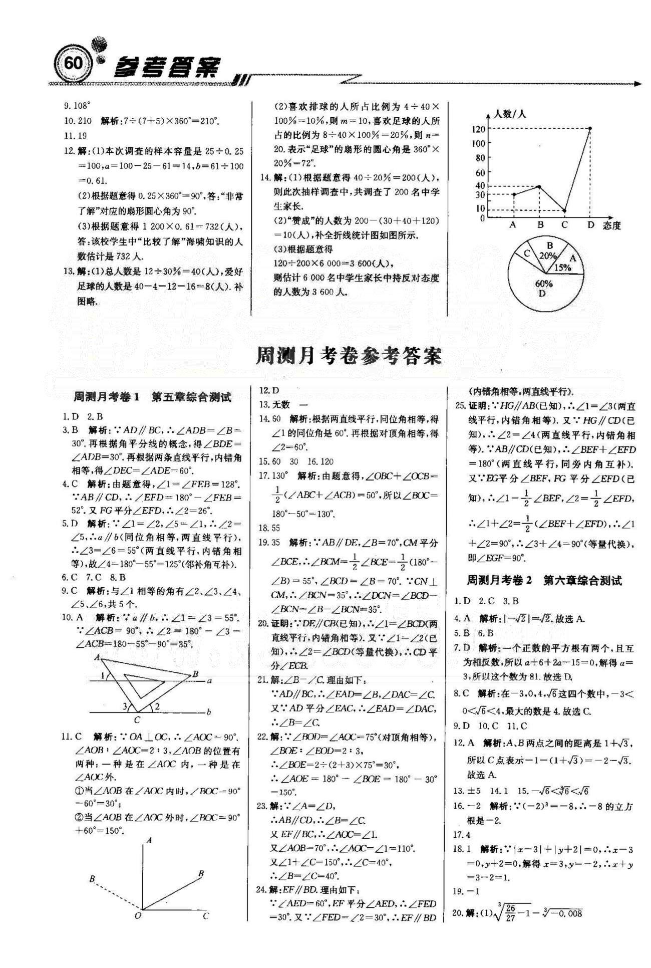 周測(cè)月考直通中考七年級(jí)下數(shù)學(xué)北京教育出版社 周測(cè)月考1-3 [1]