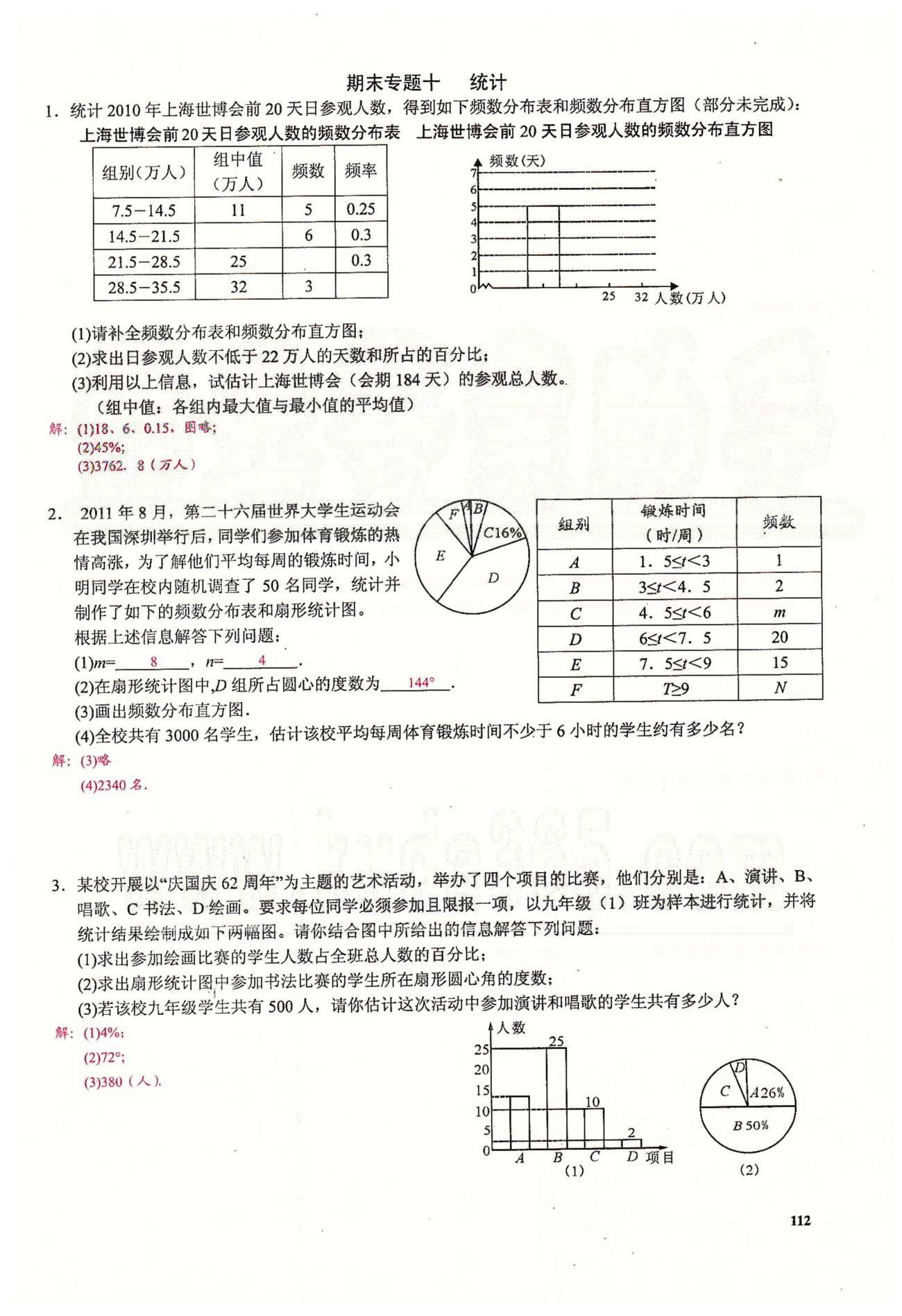 2015思維新觀察課時(shí)精練七年級(jí)下數(shù)學(xué)長江少年兒童出版社 期末復(fù)習(xí)專題 [10]