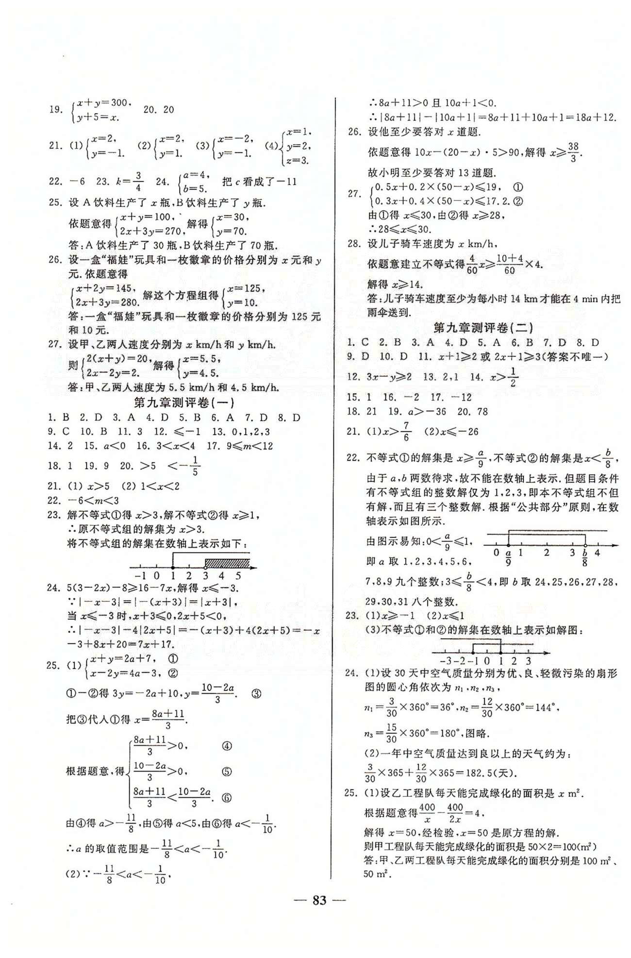 奪冠金卷七年級(jí)下數(shù)學(xué)西安出版社 第五章-第十章、月考、期中測(cè)評(píng)卷 [3]