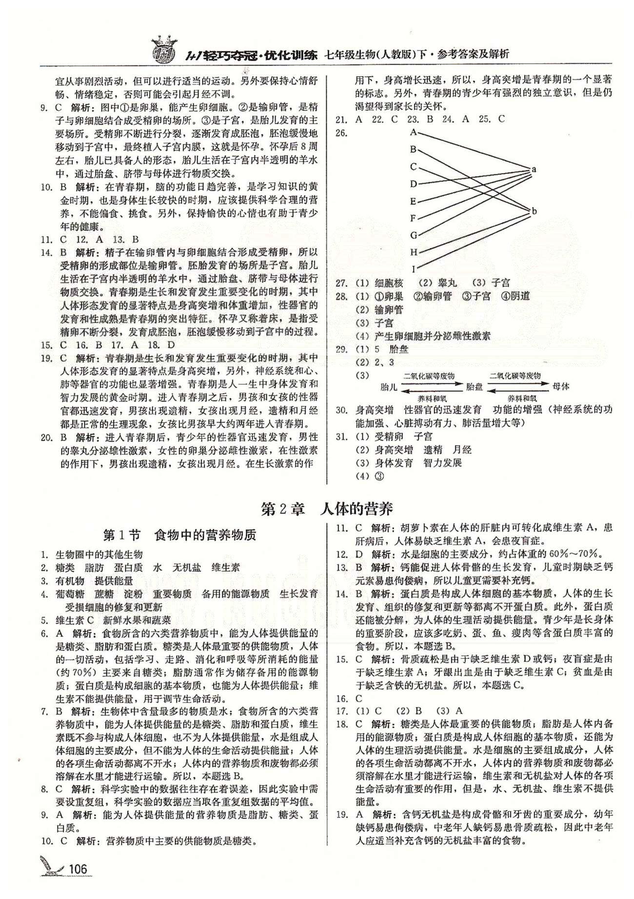 1+1輕巧奪冠七年級(jí)下生物北京教育出版社 第一章 人的由來 [3]