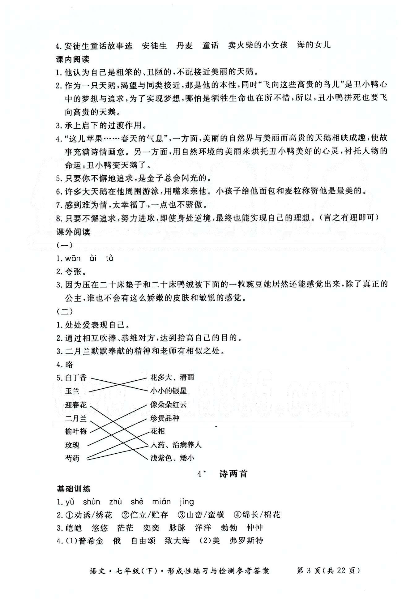 形成性练习与检测七年级下语文东方出版社 第一单元-第三单元 [3]