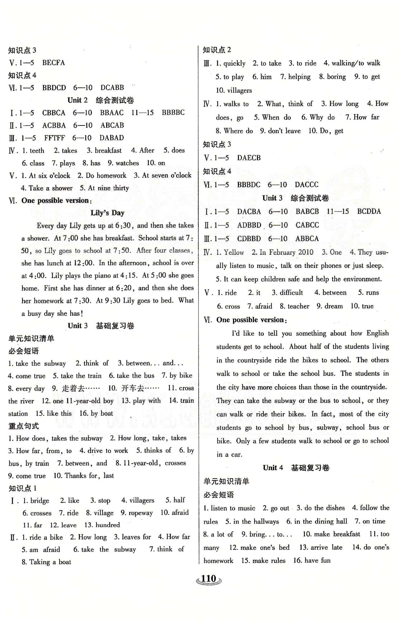 暢響雙優(yōu)卷七年級(jí)下英語(yǔ)天津科學(xué)技術(shù)出版社 Unit 1-Unit 6、期中綜合測(cè)試卷 [2]