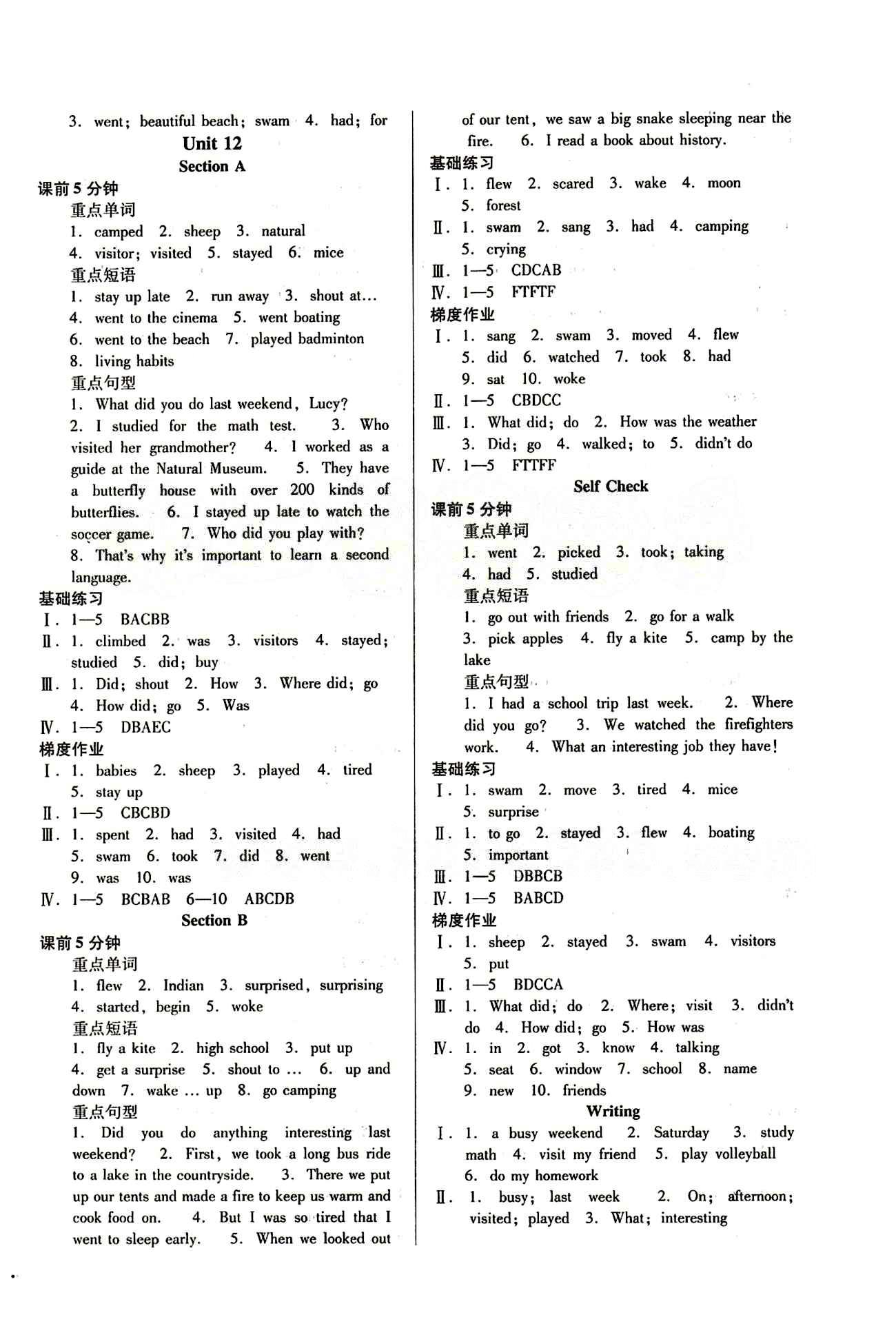 52045模塊式全能訓(xùn)練七年級下英語陽光出版社 課時訓(xùn)練參考答案 [12]