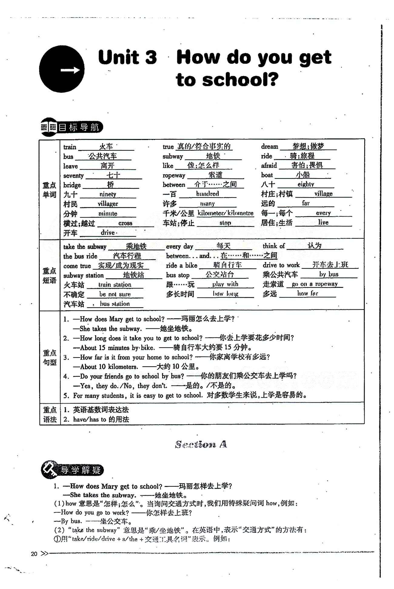 一課一練創(chuàng)新練習七年級下英語江西人民出版社 Unit 3 [1]