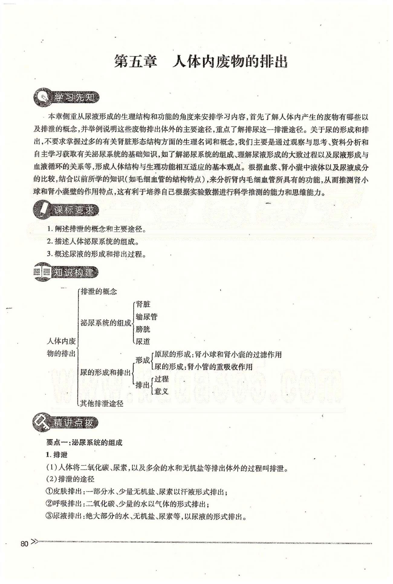 一課一練創(chuàng)新練習(xí)七年級下生物江西人民出版社 第五章 人體內(nèi)廢物的排出 [1]