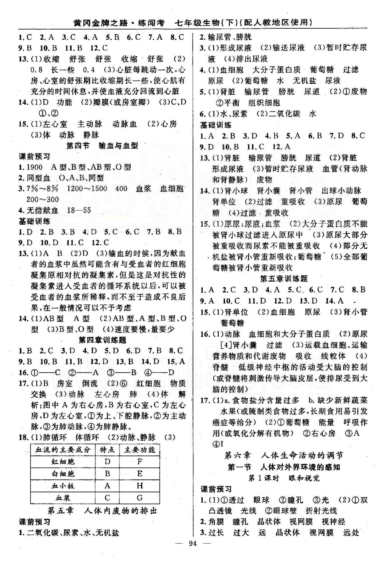 2015黃岡金牌之路練闖考七年級下生物新疆新少年出版社 6-7章 [1]