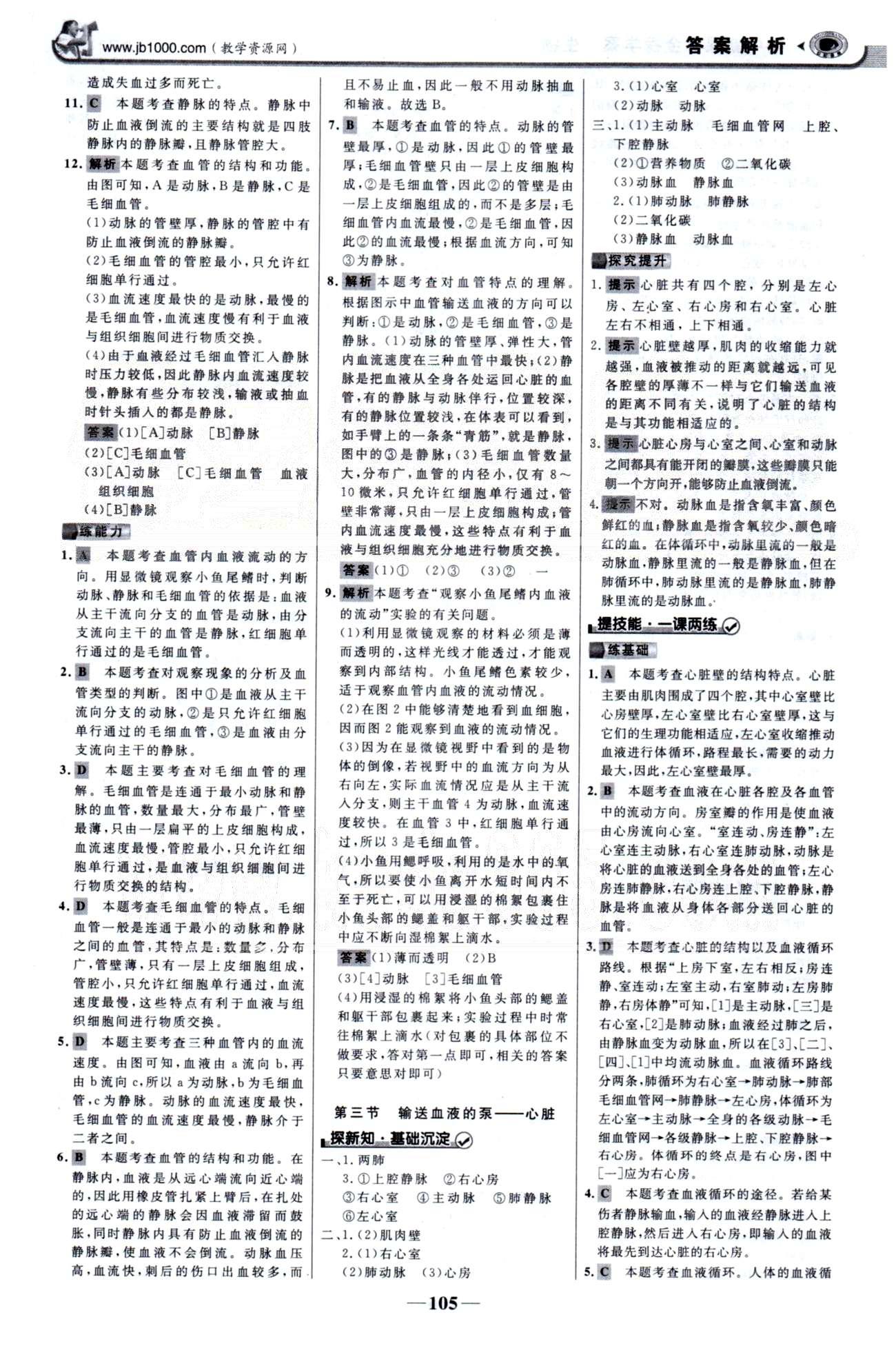 金榜学案七年级下生物浙江科学技术出版社 第四单元 1-4章 [12]