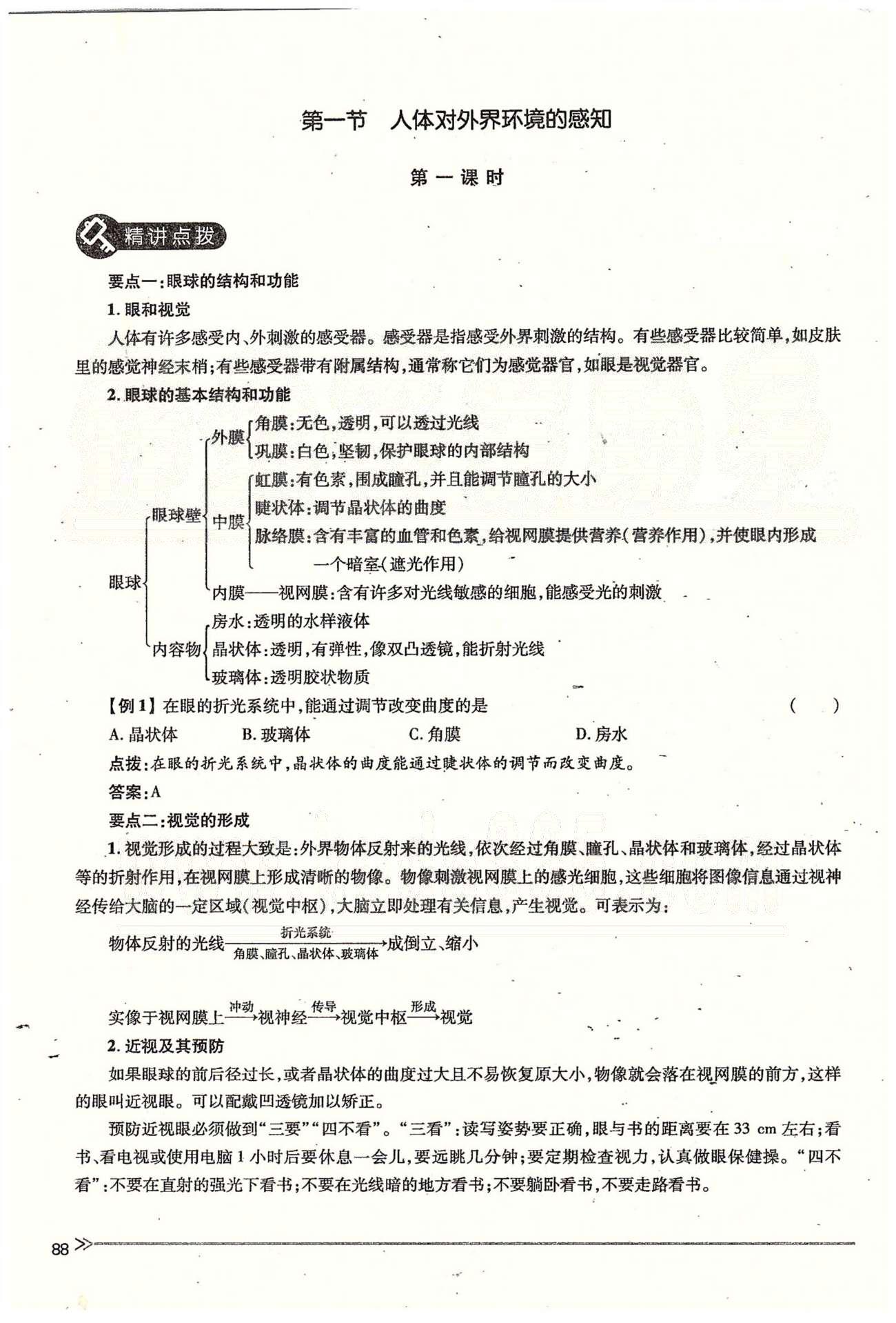 一課一練創(chuàng)新練習(xí)七年級(jí)下生物江西人民出版社 第六章 人體生命活動(dòng)的調(diào)節(jié) 第一、二節(jié) [2]