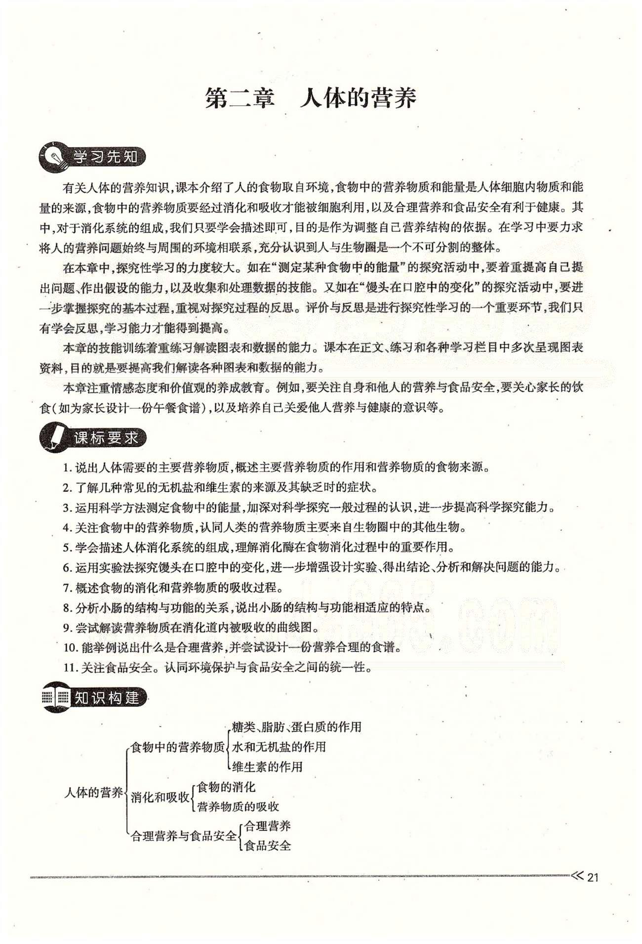 一課一練創(chuàng)新練習(xí)七年級(jí)下生物江西人民出版社 第二章 人體的營(yíng)養(yǎng) 第一、二節(jié) [1]