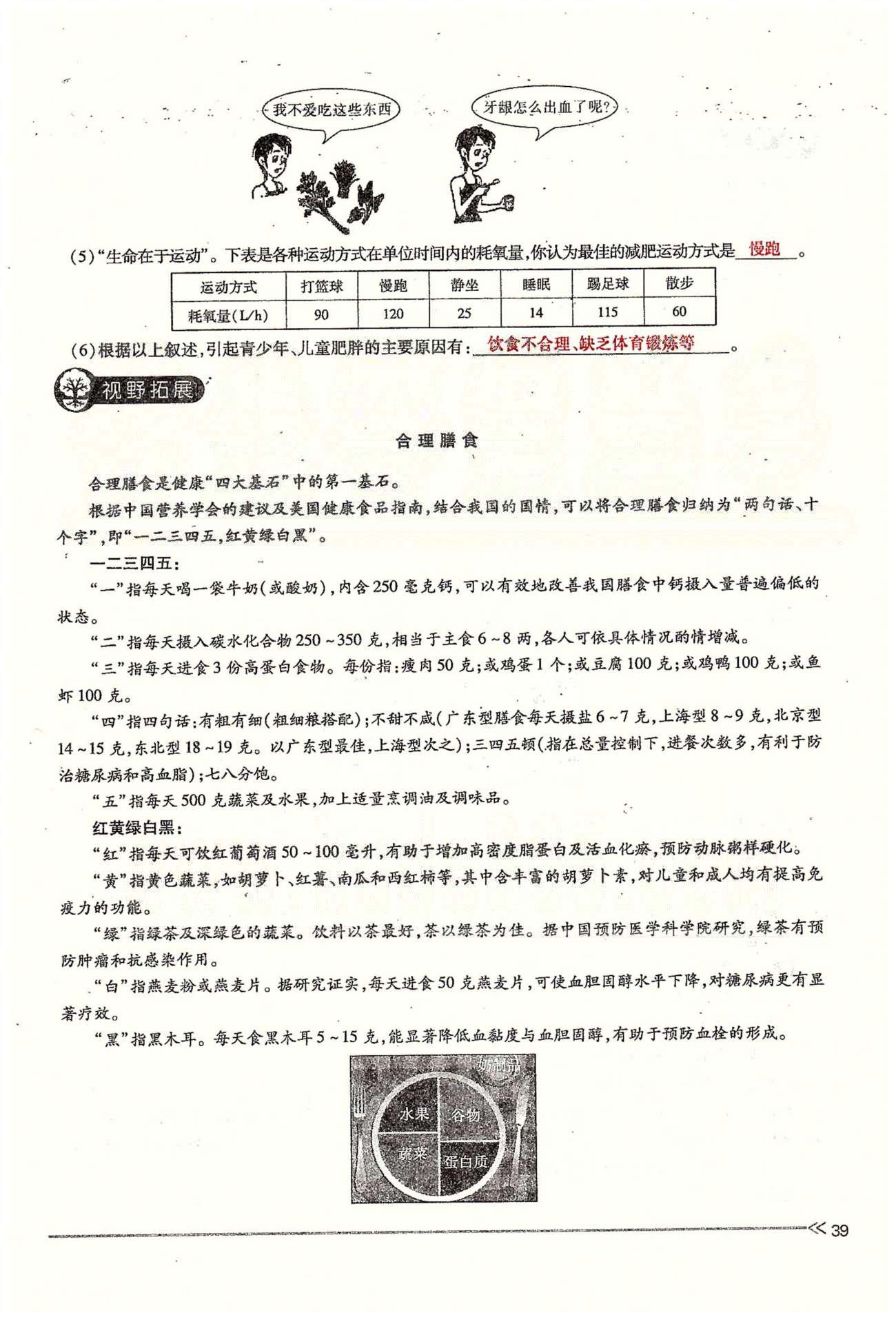 一課一練創(chuàng)新練習七年級下生物江西人民出版社 第二章 人體的營養(yǎng) 第三節(jié) [5]