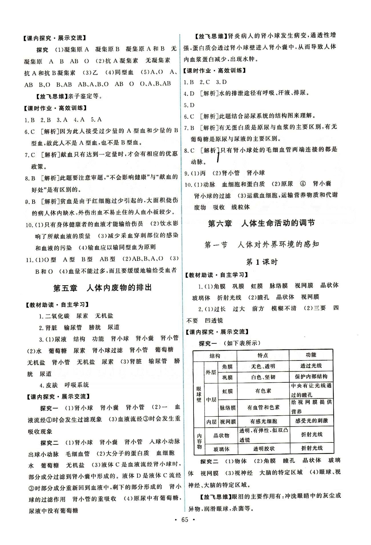 2015年能力培养与测试七年级生物学下册人教版 参考答案 [7]