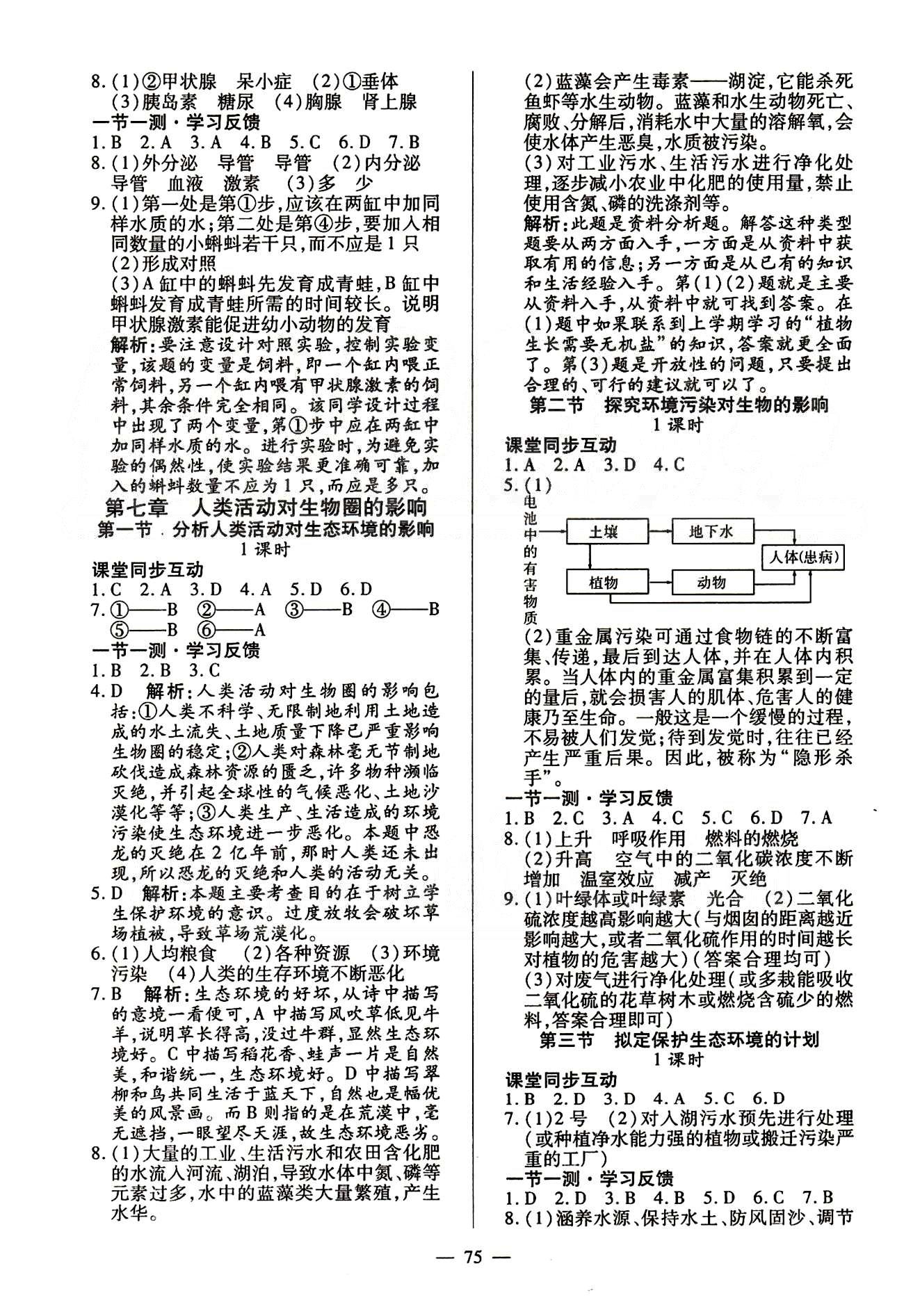 2015春整合集訓課課練課堂達標檢測七年級下生物新疆青少年出版社 第四單元 [5]