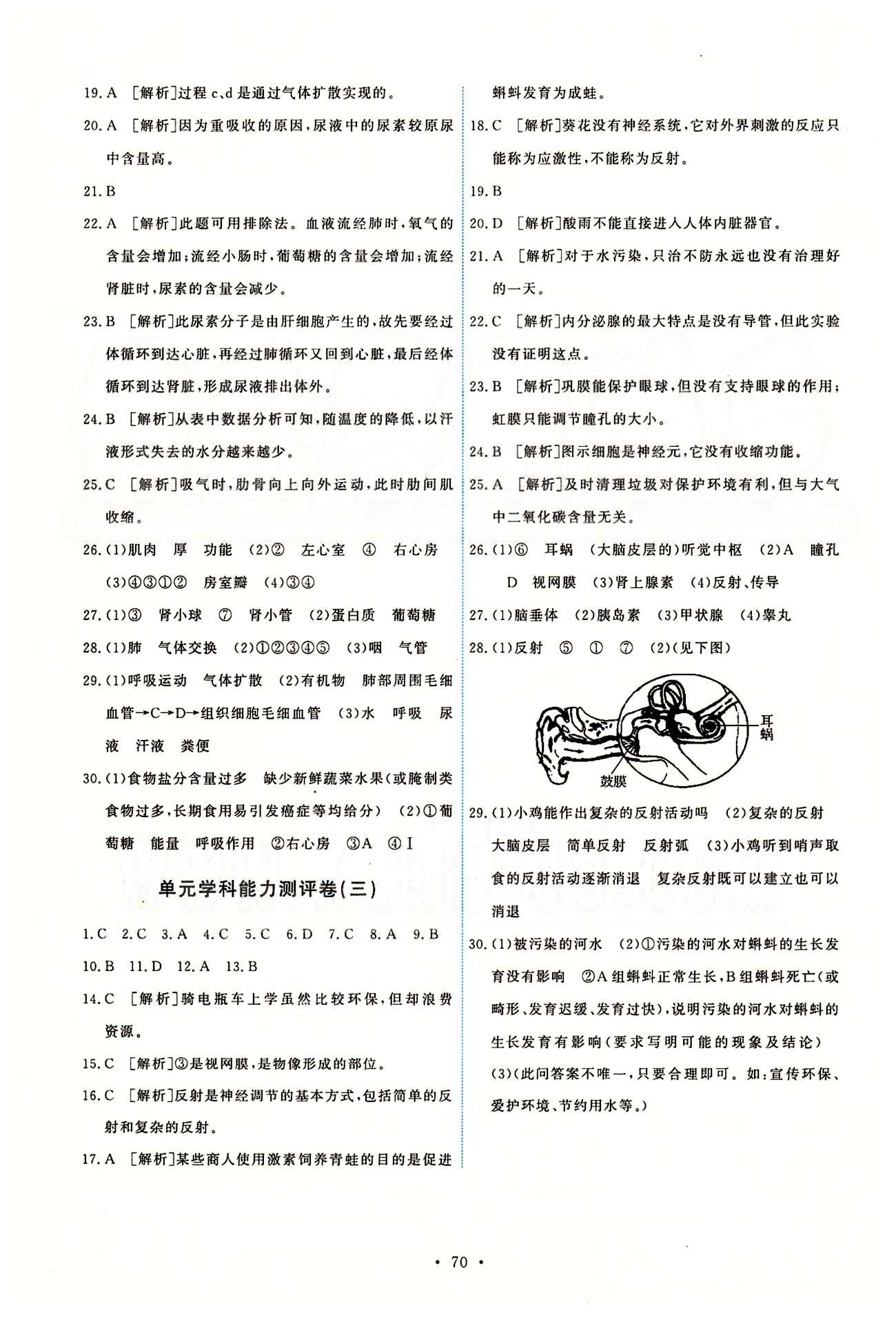 2015年能力培養(yǎng)與測試七年級生物學(xué)下冊人教版 能力測評卷 [2]